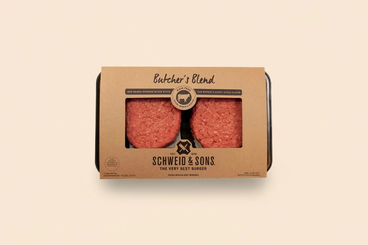 Schweid and Sons, Butcher's Blend, Beef Burgers, 80% Lean/20% Fat, 1.325 lb, Pack of 4