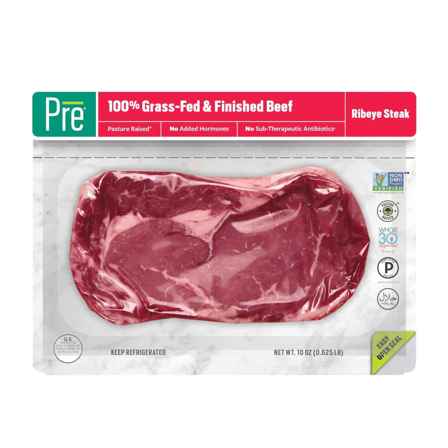Beef Ribeye Steak, Grass-Fed, Pasture-Raised | 0.625 lbs.