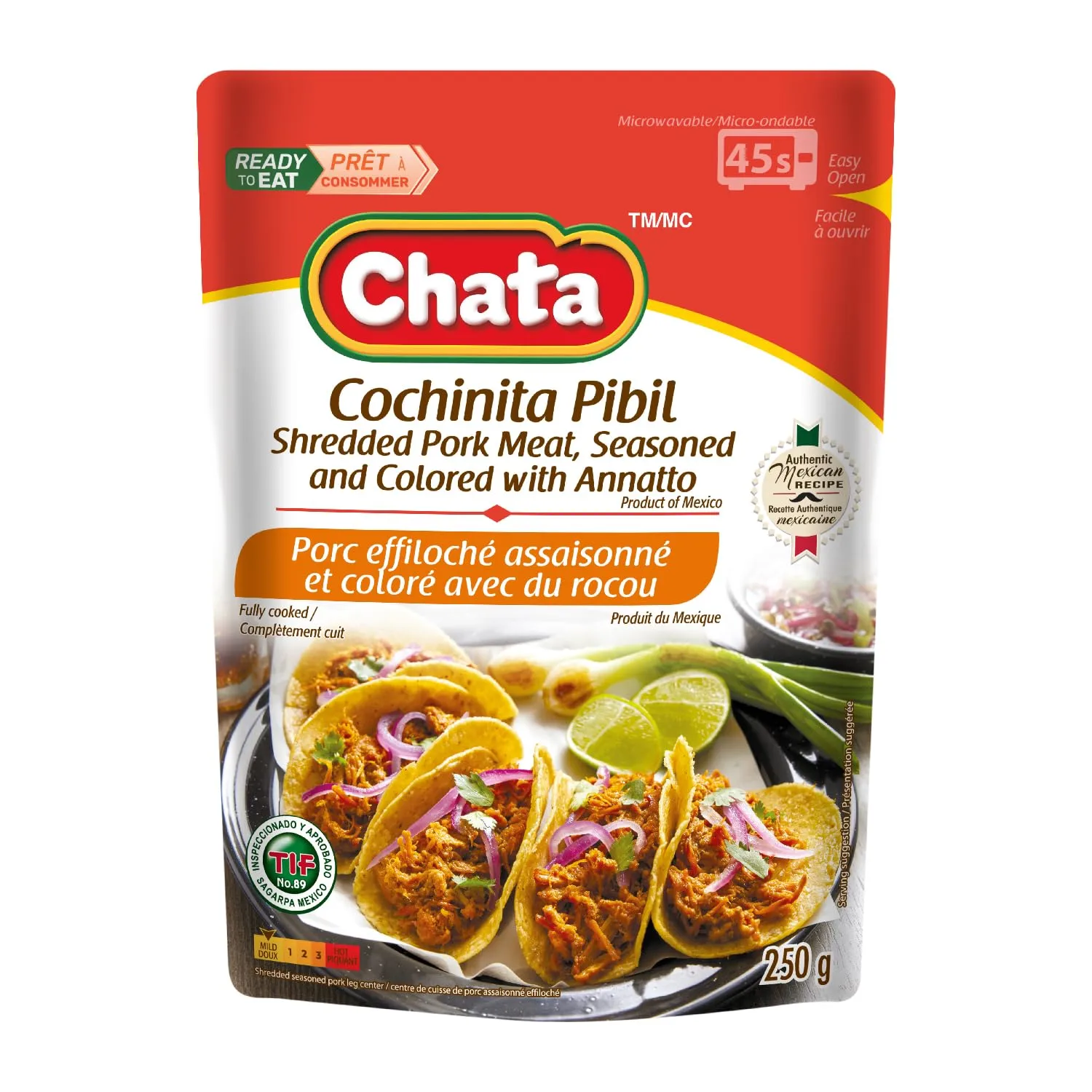 Chata Seasoned Shredded Meat 8.8oz Pouch (Pack of 1) (Select Flavor Below) (Cochinita Pibil).