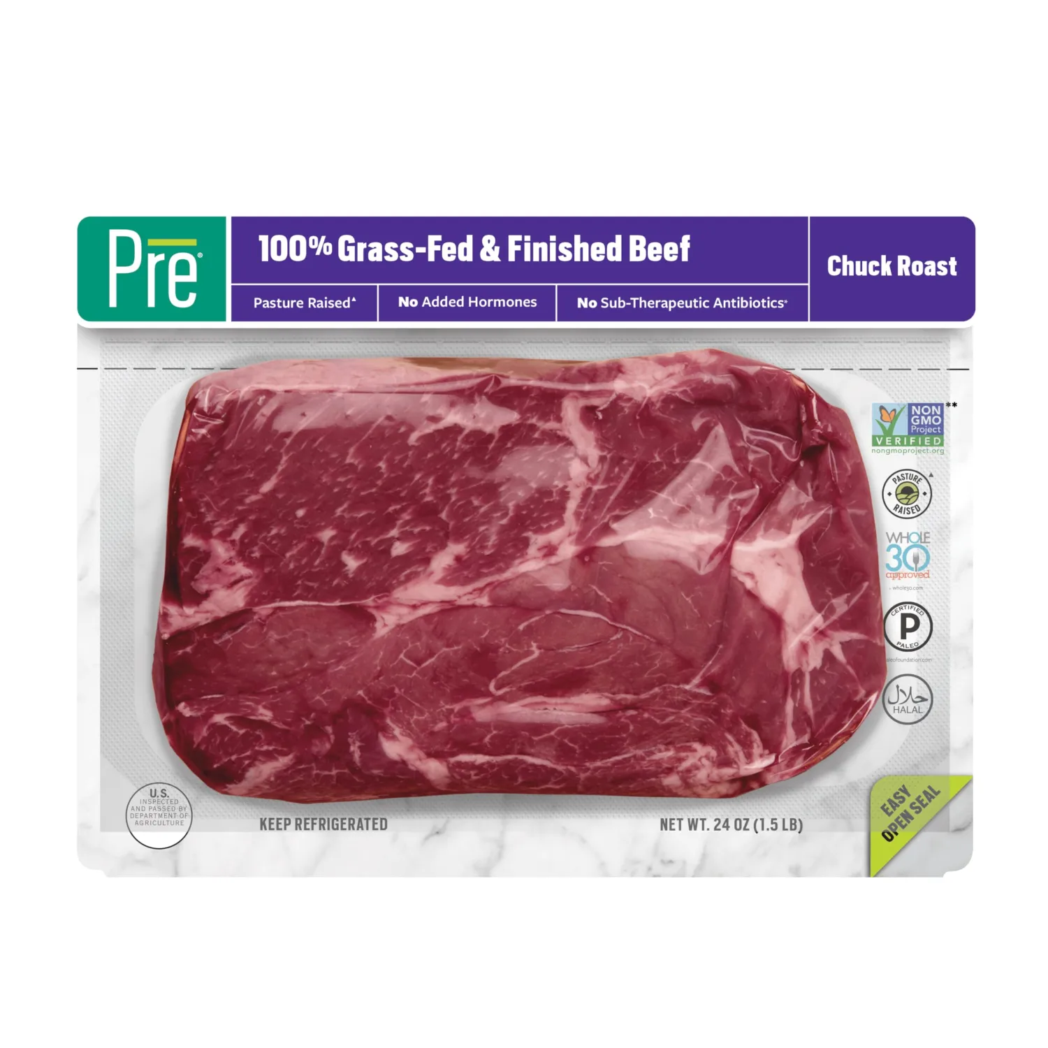 Beef Chuck Roast, Grass-Fed, Pasture-Raised, 1.5 lb