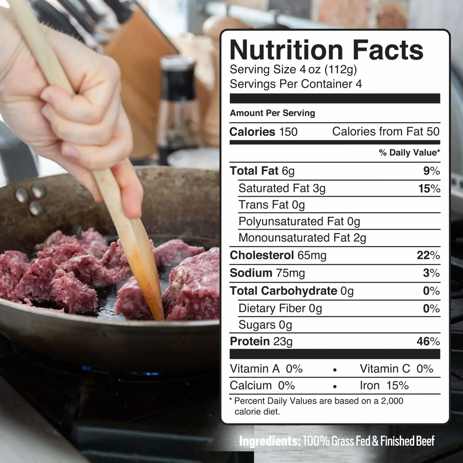 Ground Beef 95% Lean/5% Fat, Grass-Fed, Pasture-Raised, 1 lb