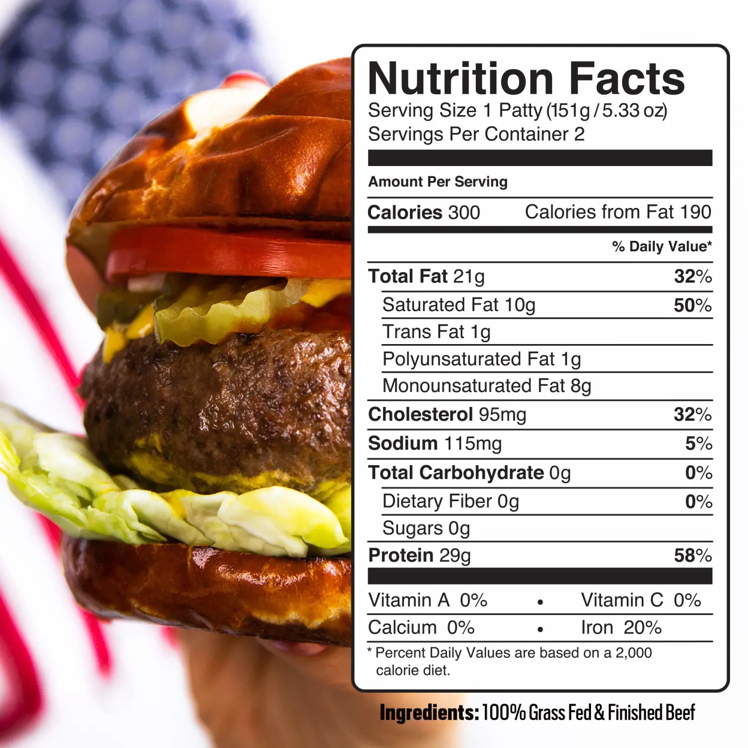 Beef Burger Patties 85% Lean/15% Fat, Grass-Fed, Pasture-Raised | 0.66625 lbs. | Pack of 2