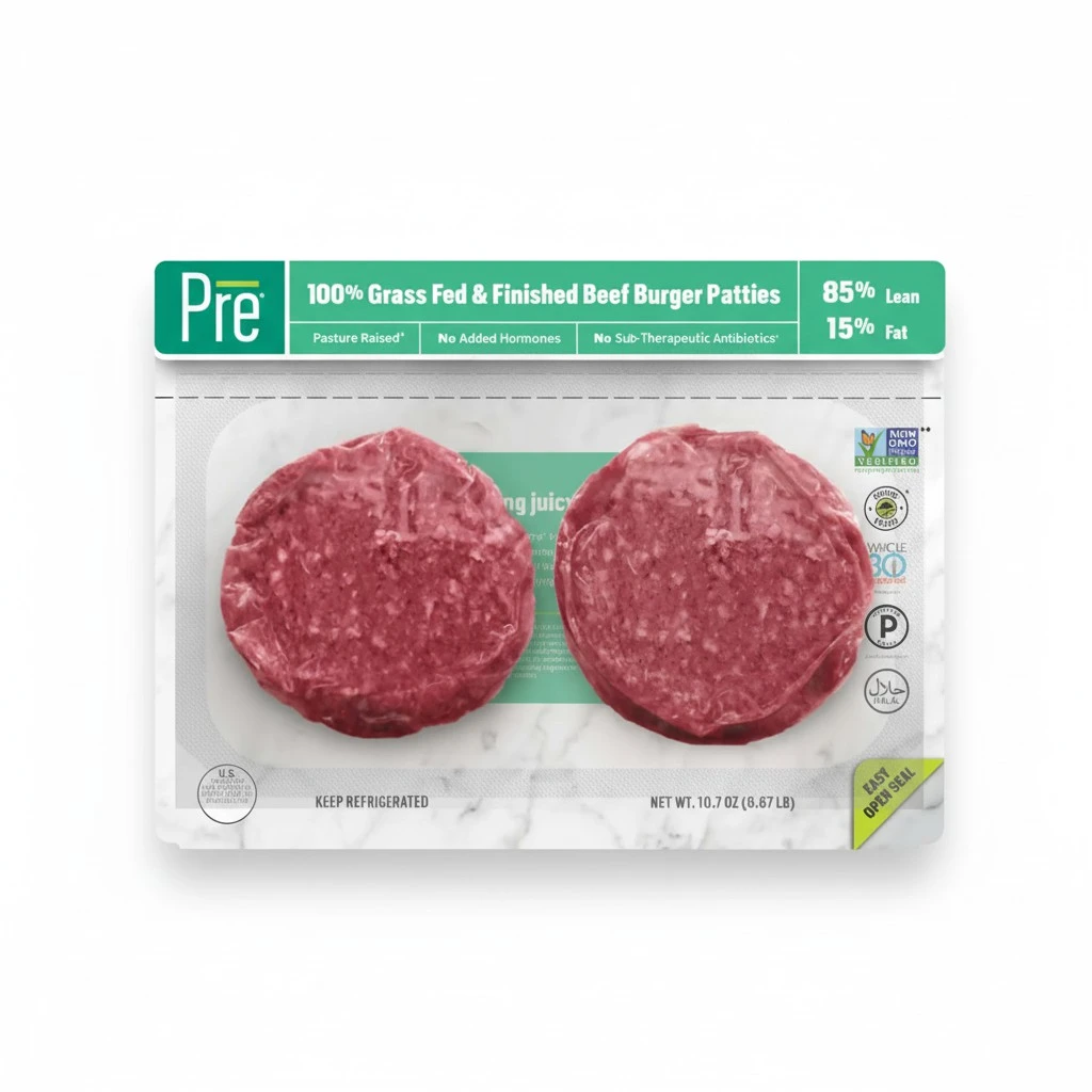 Beef Burger Patties 85% Lean/15% Fat, Grass-Fed, Pasture-Raised | 0.66625 lbs. | Pack of 2