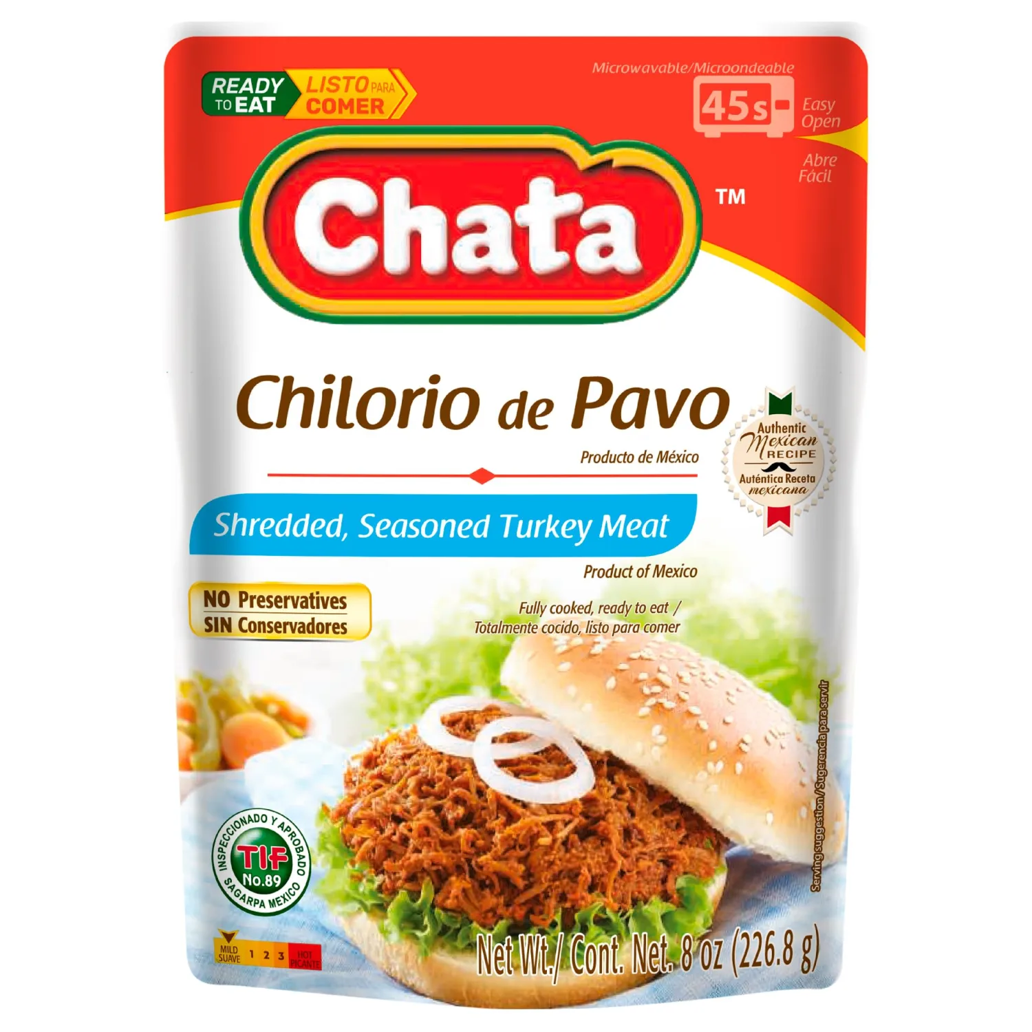 Chata Turkey Chilorio, Shredded Seasoned Meat, 8 oz, Pack of 1