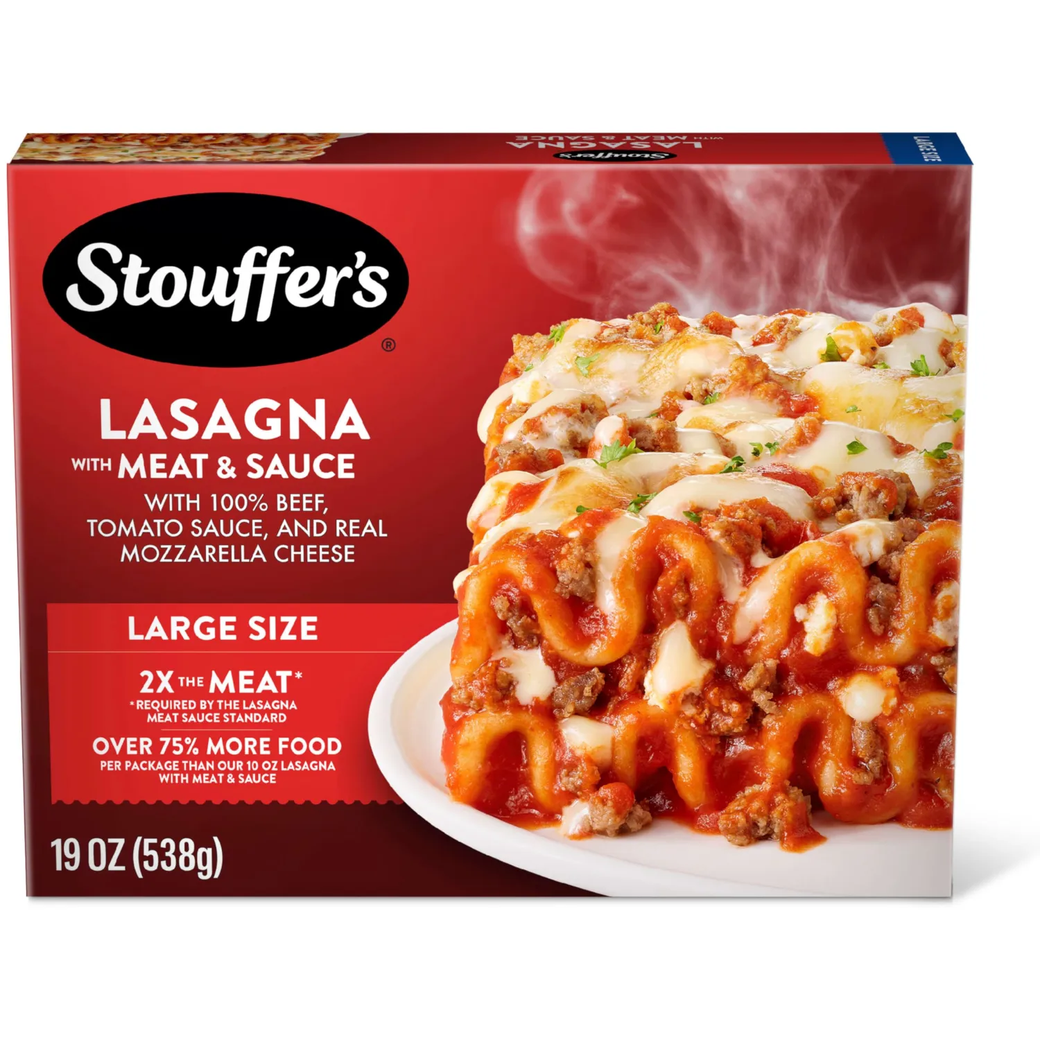 Stouffer's Lasagna with Meat & Sauce, Large Size Frozen Meal, Meals Entrees, 19 Oz