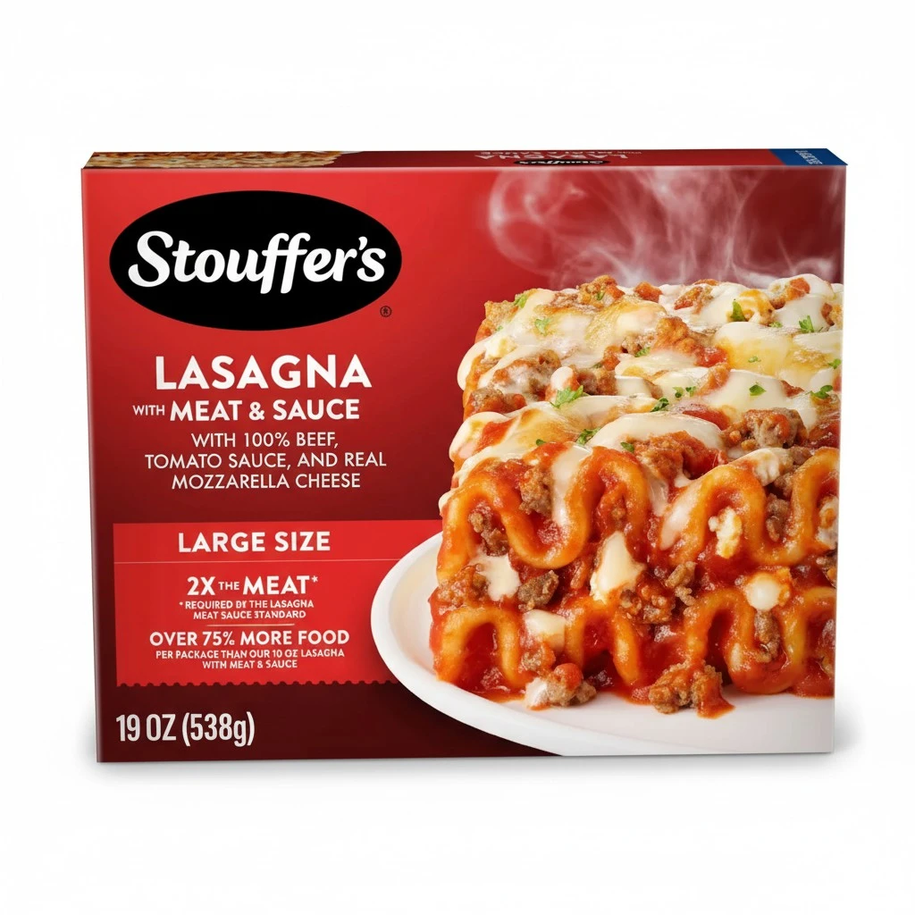 Stouffer's Lasagna with Meat & Sauce, Large Size Frozen Meal, Meals Entrees, 19 Oz