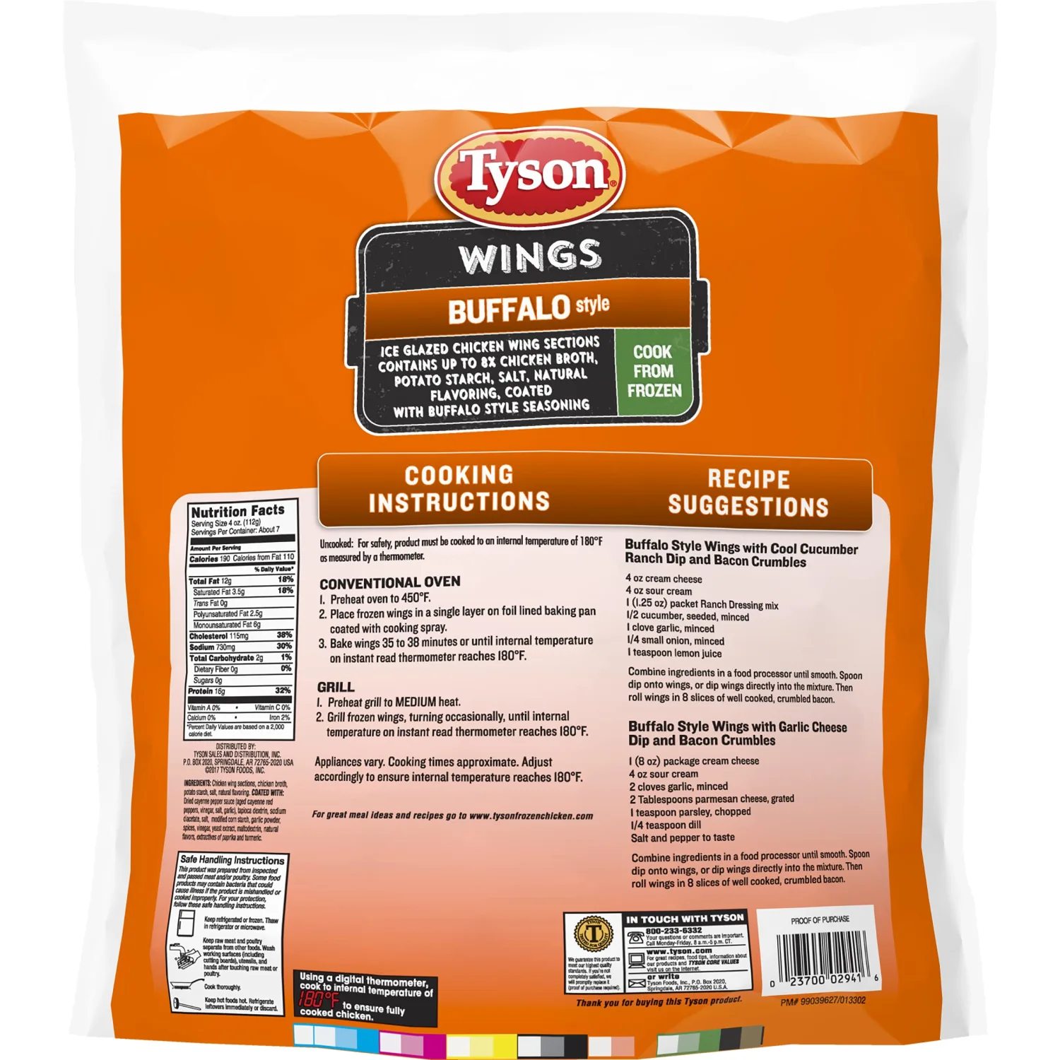 Tyson Buffalo Frozen Chicken Wings, 40 Oz Bag