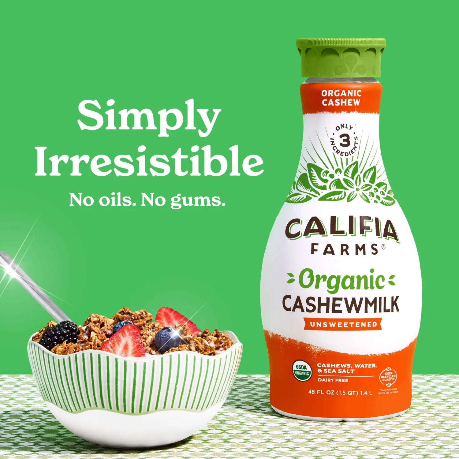 Califia Farms - Organic Cashew Milk, 48 Oz, Dairy Free, Soy Free, Vegan, Plant Based, Nut Milk, Non-GMO, USDA Organic