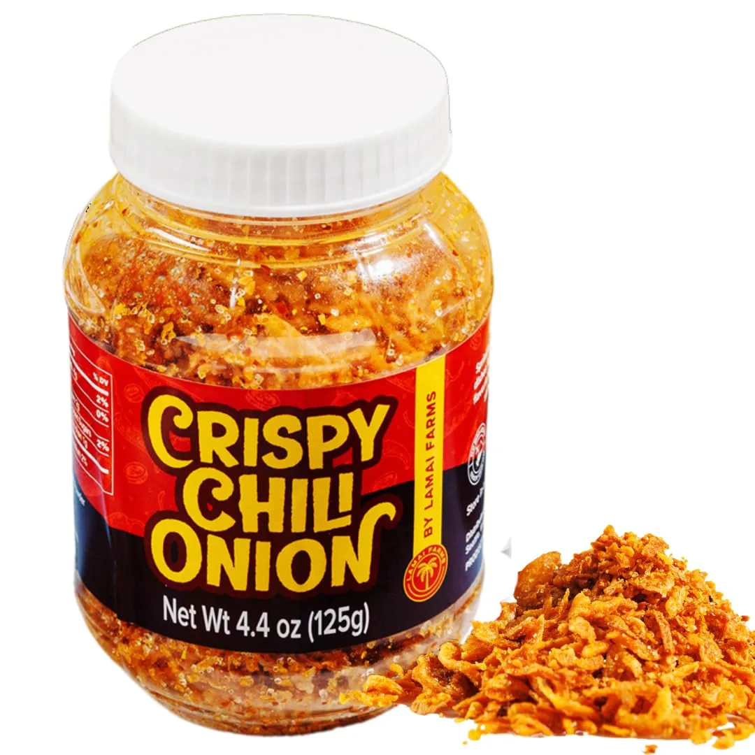 Crispy Chili Onion | Perfect Condiment, Seasoning, or Topping for Ramen, Sushi, Rice, Salad, Soup, Green Bean Casserole and More! Delicious and Upgraded Fried Onion! Low-Oil Alternative to Chili Oil Crisp - Vegan, Gluten-Free, No MSG! (medium spicy, 4.4 oz/125g)