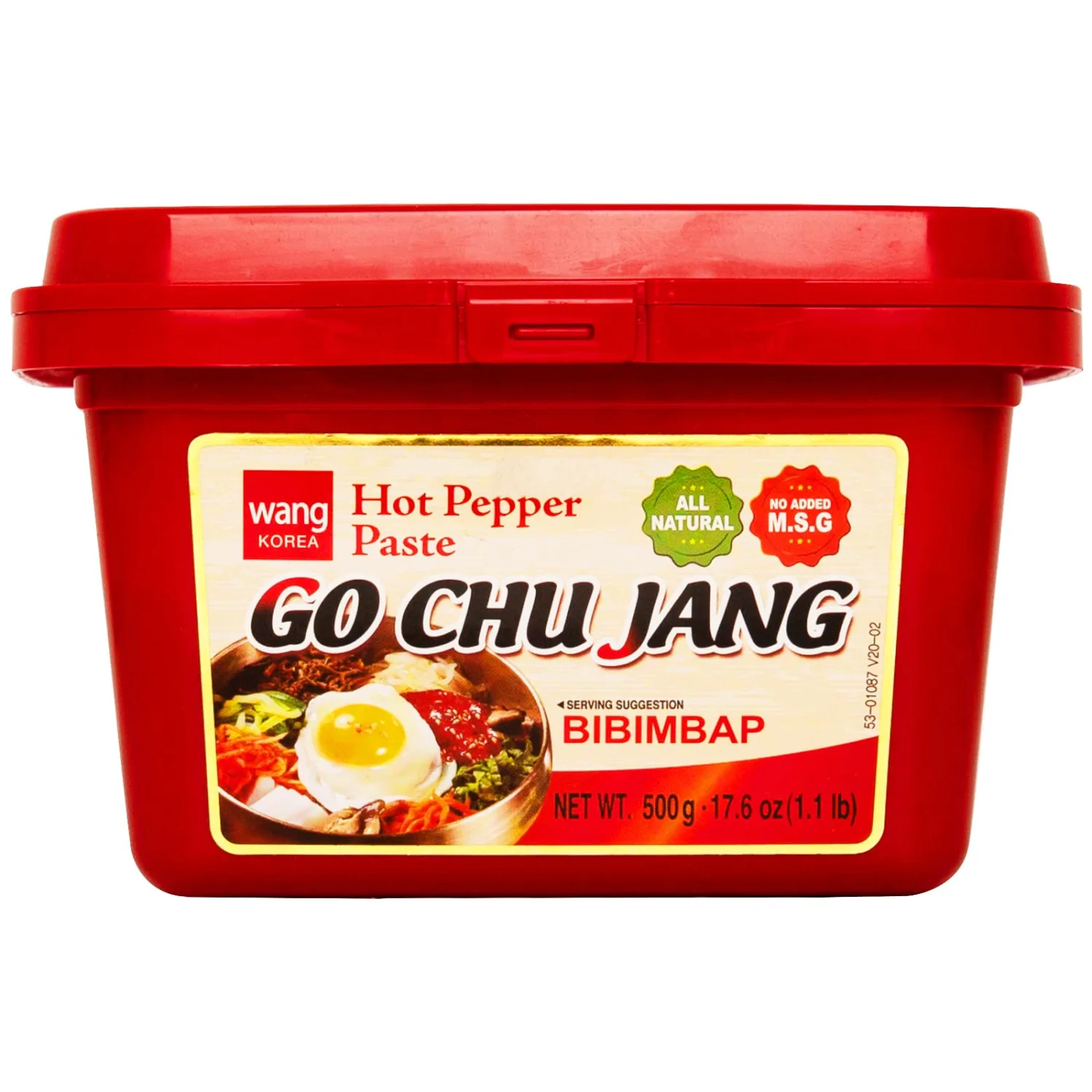 Wang Gochujang - Traditional Korean Red Chili Pepper Paste, Made with All Natural Ingredients, Non-GMO and MSG-Free, 1.1 Lb (Pack of 1) - Spicy, Sweet and Deep Flavor