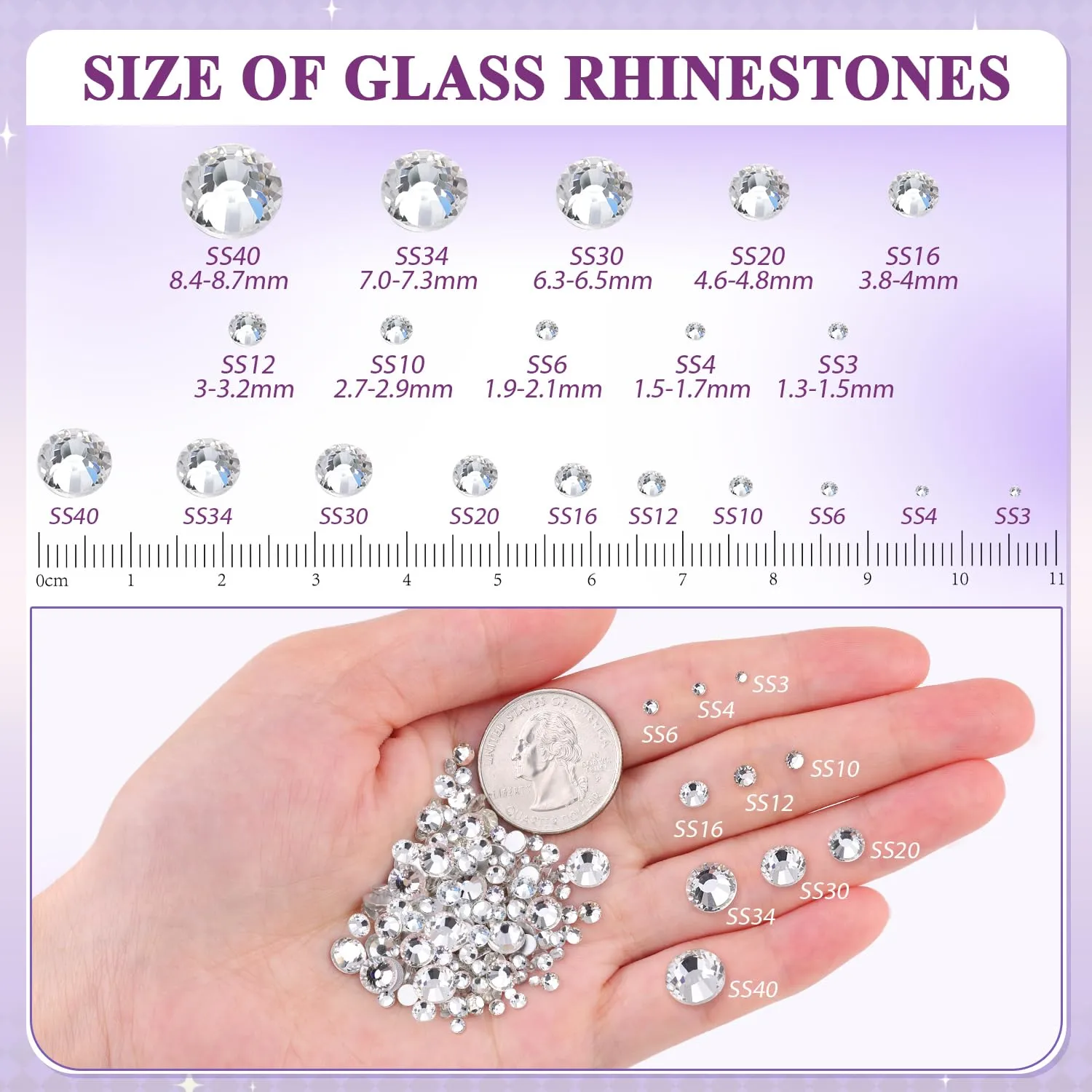 400PCS SS30/6mm Glass Crystal Rhinestones (Clear), Bedazzling Flatback Rhinestones for Crafting DIY Crafts Nail Art Makeup Decoration, Gems Diamond Charms for Tumbler Shoes Clothing Mug