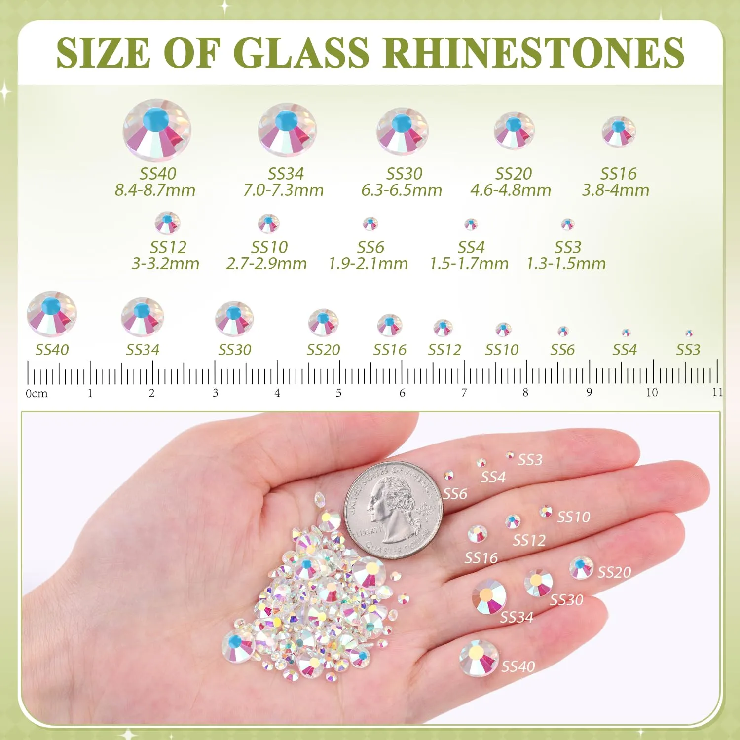 5000PCS SS10/2.8mm Crystal Rhinestones (Transparent AB), Bedazzling Flatback Glass Rhinestones for Crafting DIY Nail Art Makeup Decoration, Gems Diomand Charms for Tumbler Shoes Clothing Mug