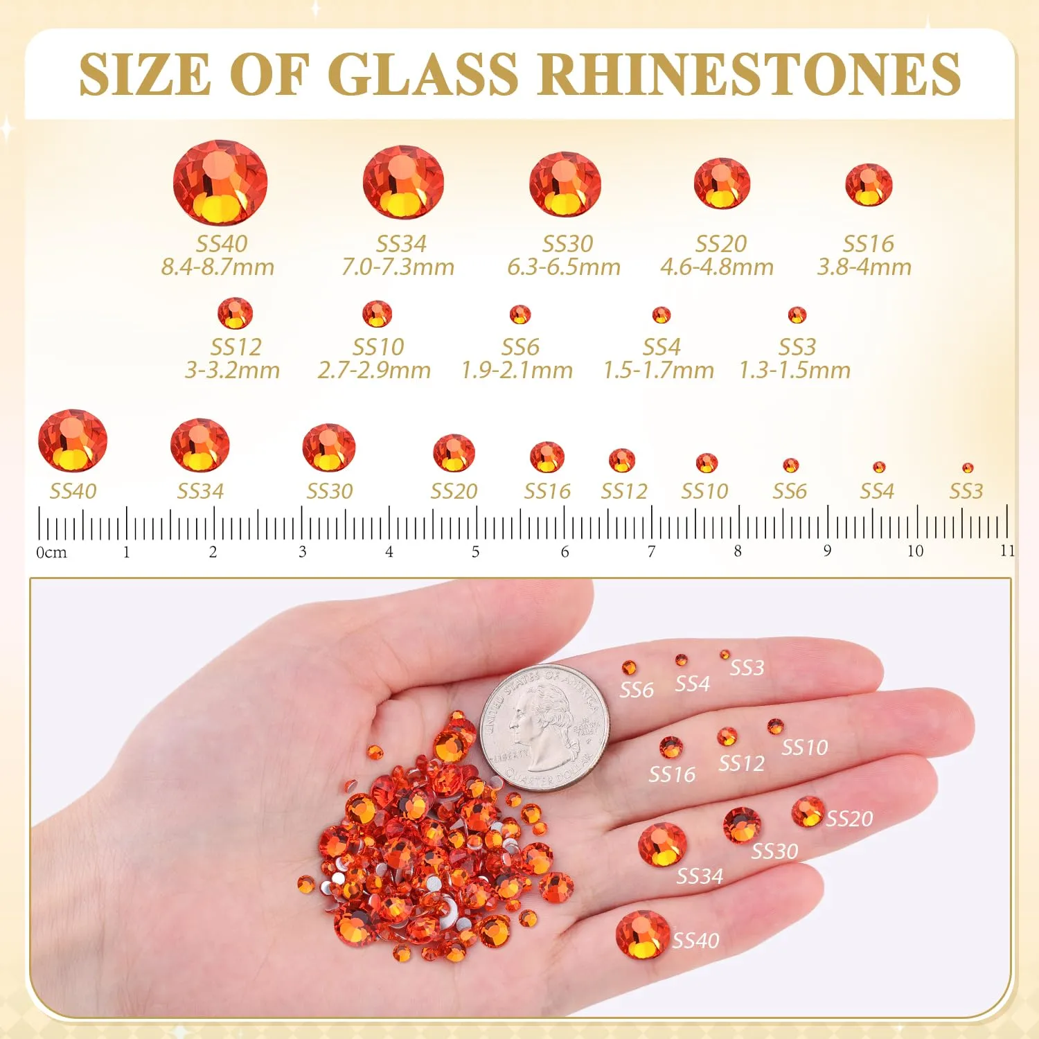 600PCS SS30/6mm Crystal Rhinestones (Orange/Hyacinth), Bedazzling Flatback Glass Rhinestones for Crafting DIY Nail Art Makeup Decoration, Gems Diomand Charms for Tumbler Shoes Clothing Mug