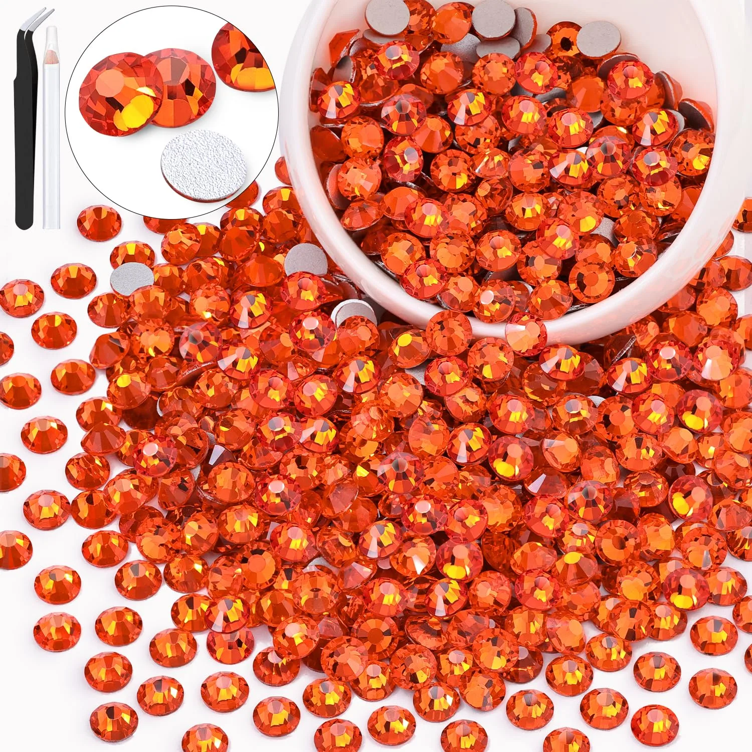 600PCS SS30/6mm Crystal Rhinestones (Orange/Hyacinth), Bedazzling Flatback Glass Rhinestones for Crafting DIY Nail Art Makeup Decoration, Gems Diomand Charms for Tumbler Shoes Clothing Mug