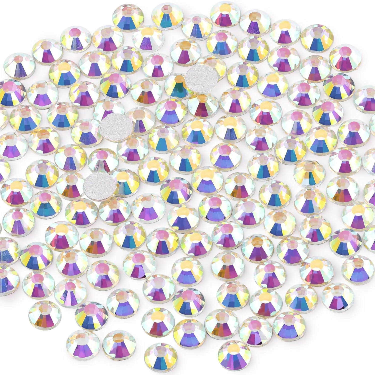 2000PCS SS20/5mm Glass Crystal Rhinestones (Crystal AB), Flatback AB Rhinestones for Bedazzling Crafting DIY Crafts Nail Art Makeup Decoration, Gems Diamond Charms for Tumbler Shoes Clothing Mug