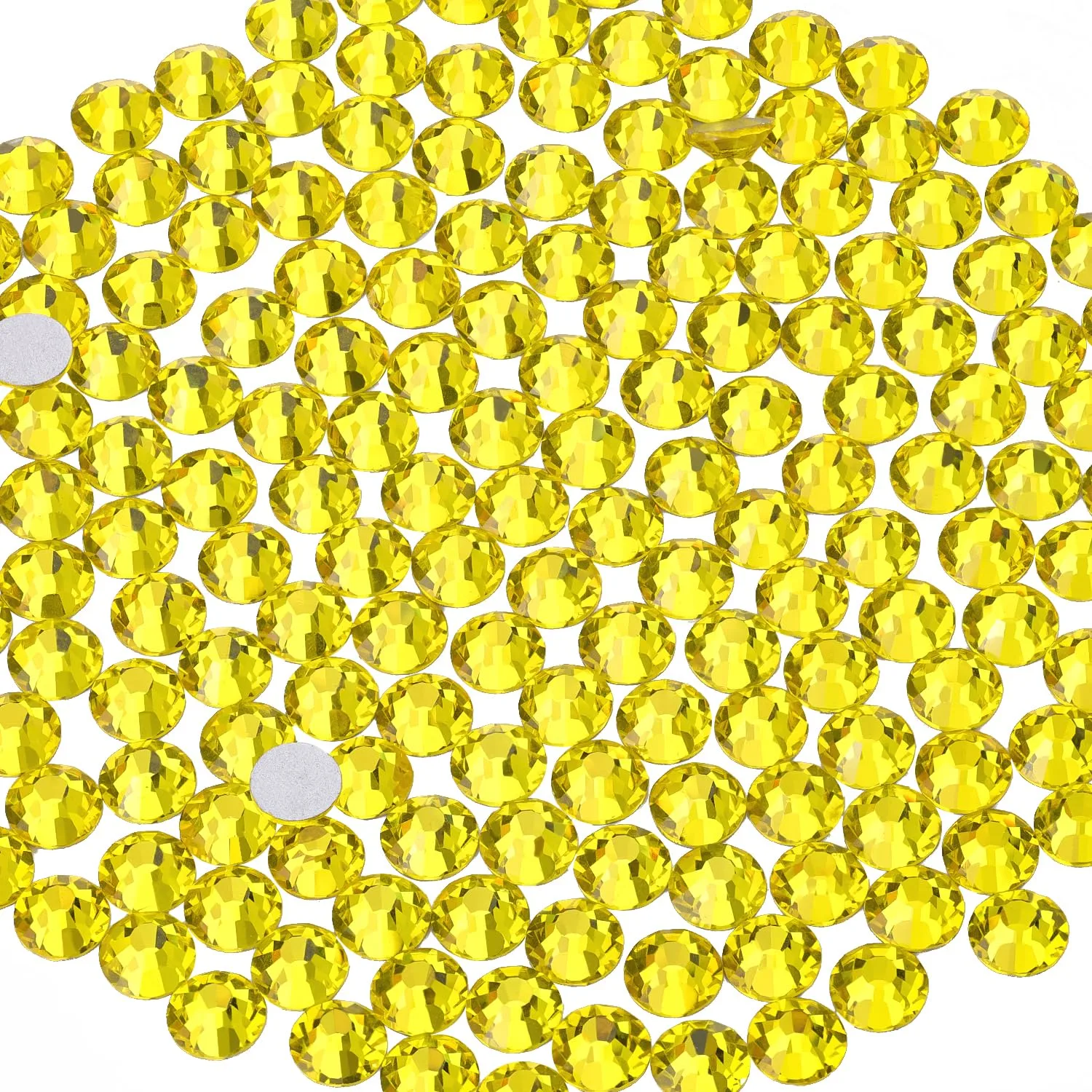 3000PCS SS8/2.5mm Crystal Rhinestones (Lemon Yellow), Bedazzling Flatback Glass Rhinestones for Crafting DIY Nail Art Makeup Decoration, Gems Diomand Charms for Tumbler Shoes Clothing Mug