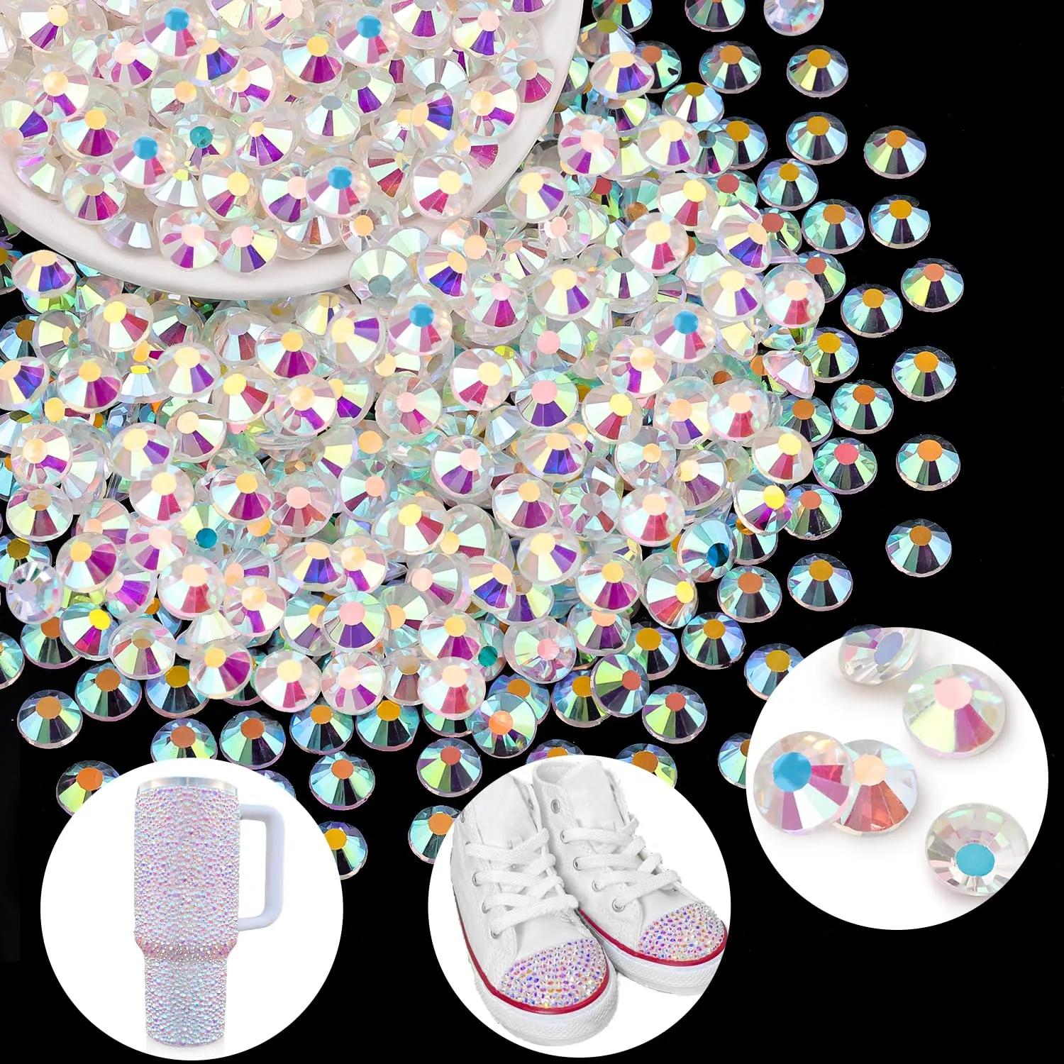 400PCS SS30/6mm Crystal Rhinestones (Transparent AB), Bedazzling Flatback Glass Rhinestones for Crafting DIY Nail Art Makeup Decoration, Gems Diomand Charms for Tumbler Shoes Clothing Mug