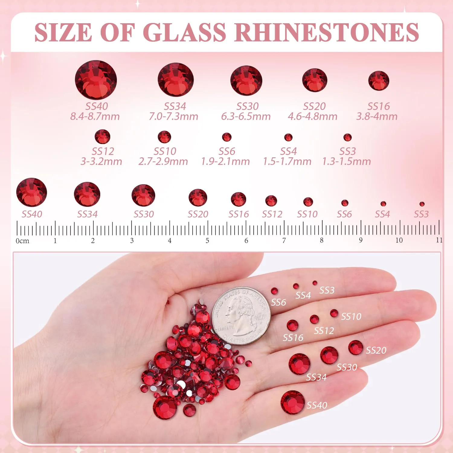 600PCS SS30/6mm Crystal Rhinestones (Dark Siam), Bedazzling Flatback Glass Rhinestones for Crafting DIY Nail Art Makeup Decoration, Gems Diomand Charms for Tumbler Shoes Clothing Mug