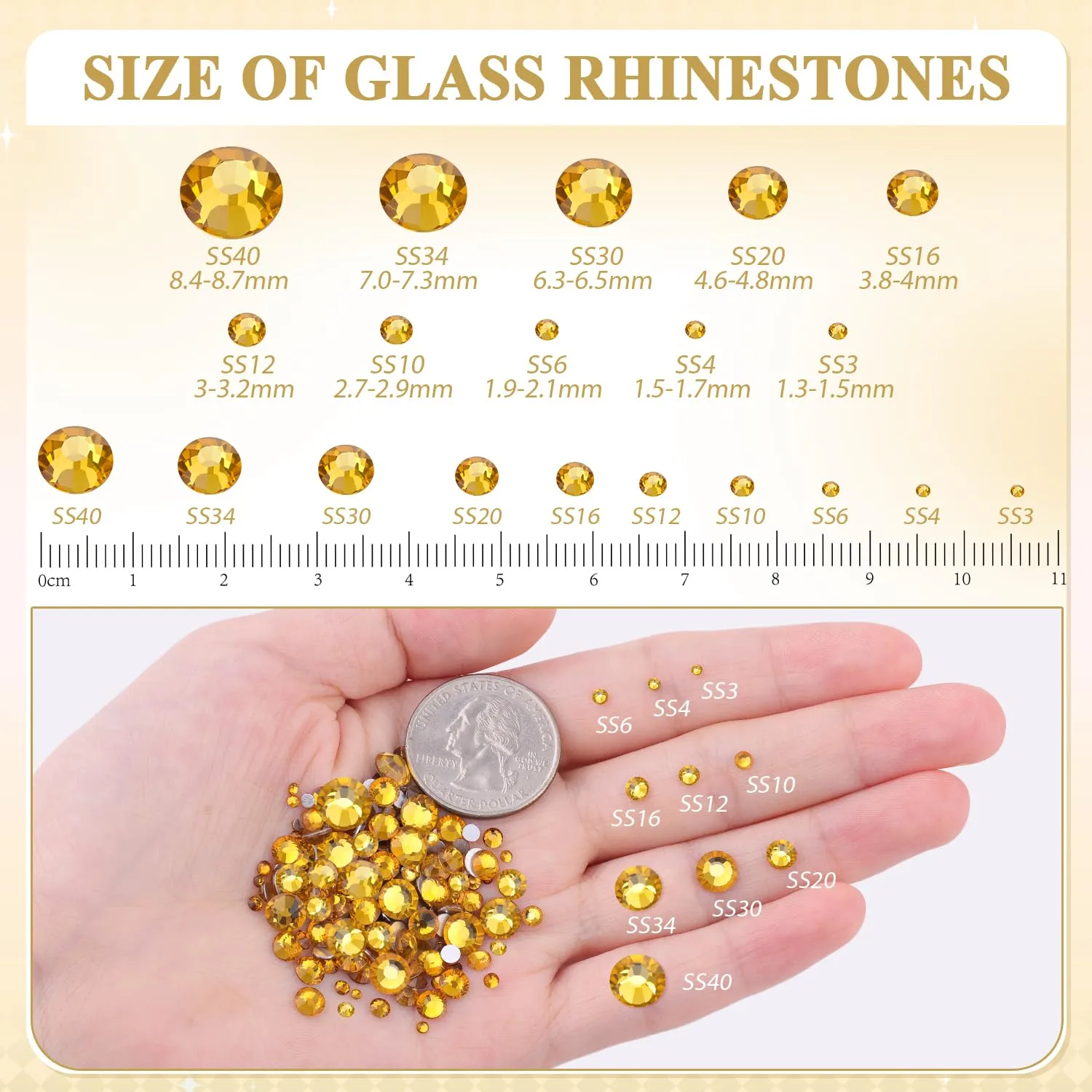 600PCS SS30/6mm Crystal Rhinestones (Topaz), Bedazzling Flatback Glass Rhinestones for Crafting DIY Nail Art Makeup Decoration, Gems Diomand Charms for Tumbler Shoes Clothing Mug