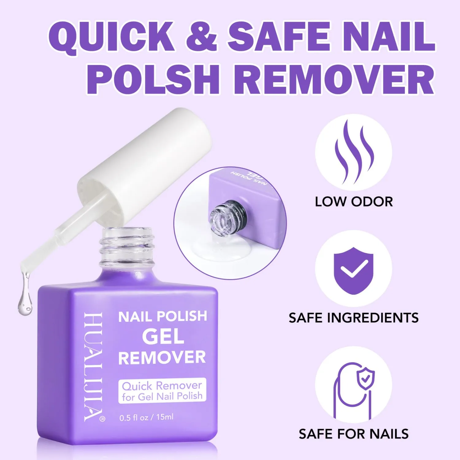 Gel Nail Polish Remover, Professional Gel Polish Remover with Nail File & Nail Polish Scraper, Don't Hurt Your Nails, Easily & Quickly Remove Nail Polish in 3-5 Minutes (15ML)