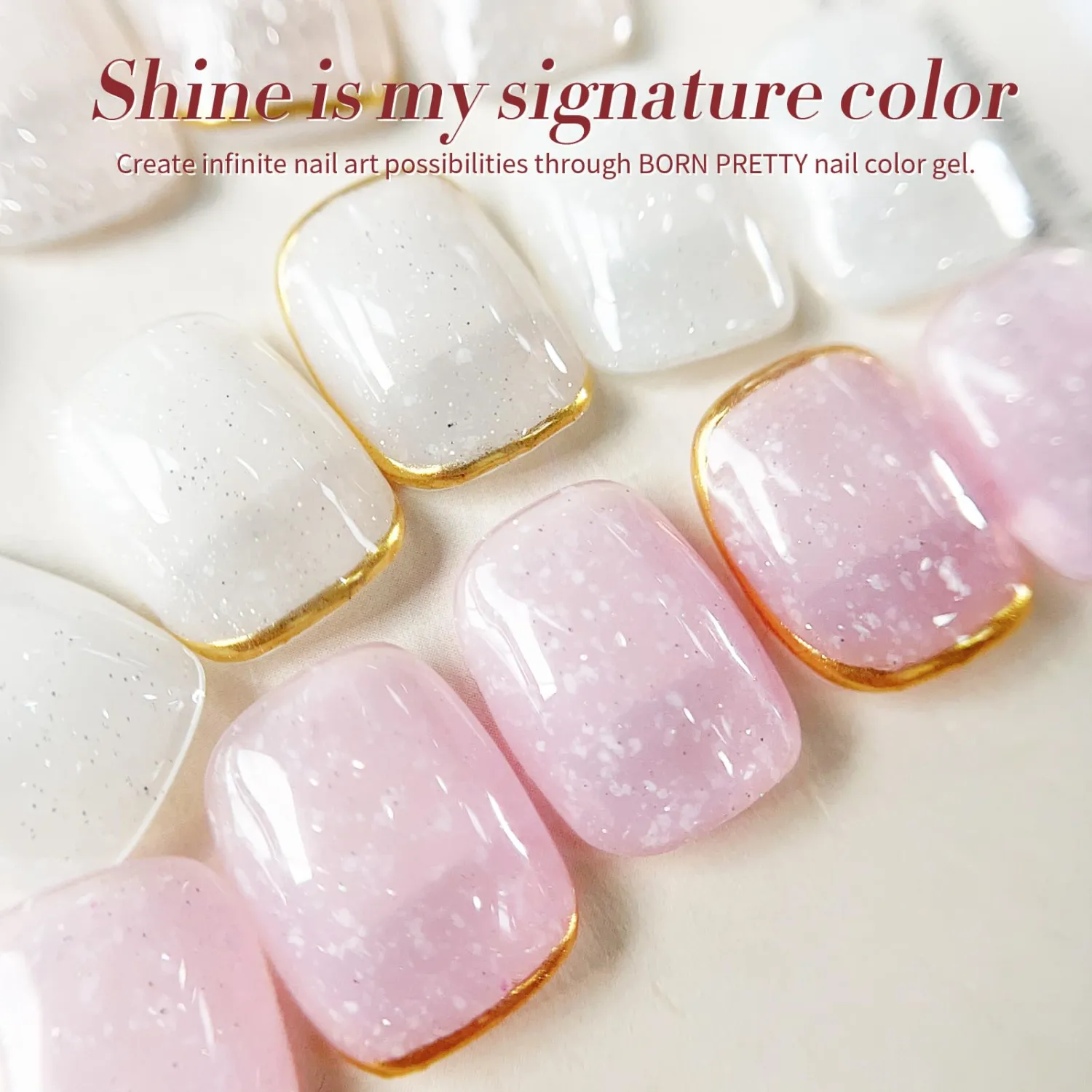 Born Pretty Jelly Gel Nail Polish, Shimmer Glitter Snow Jelly, Milky Pink Translucent Natural Nail Polish, Manicure Salon DIY for Women Girls 15ML