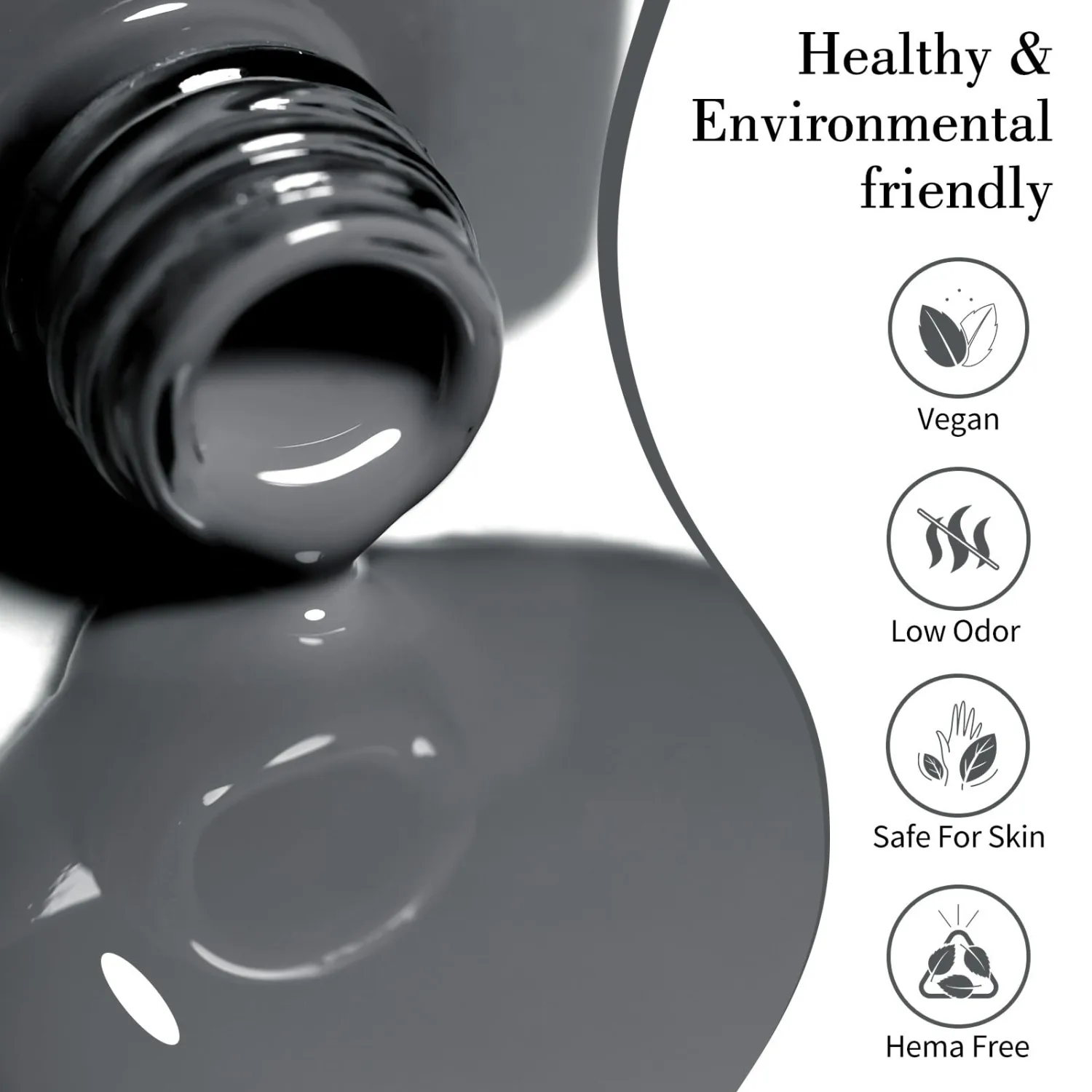 CANNI Gray Gel Nail Polish, 1Pcs Gel Grey Nail Polish Gray Color High Gloss Soak Off U V Gel Nail French Nail Manicure Salon DIY