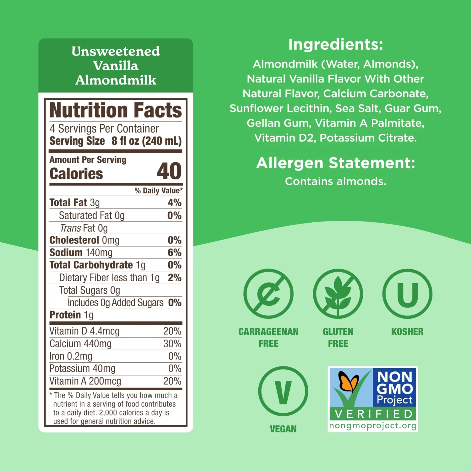 Califia Farms - Unsweetened Vanilla Almond Milk, 32 Oz, Dairy Free, Vegan, Plant Based, Keto, Shelf Stable, Vegan, Gluten Free, Non GMO, Sugar Free, High Calcium, Smoothie