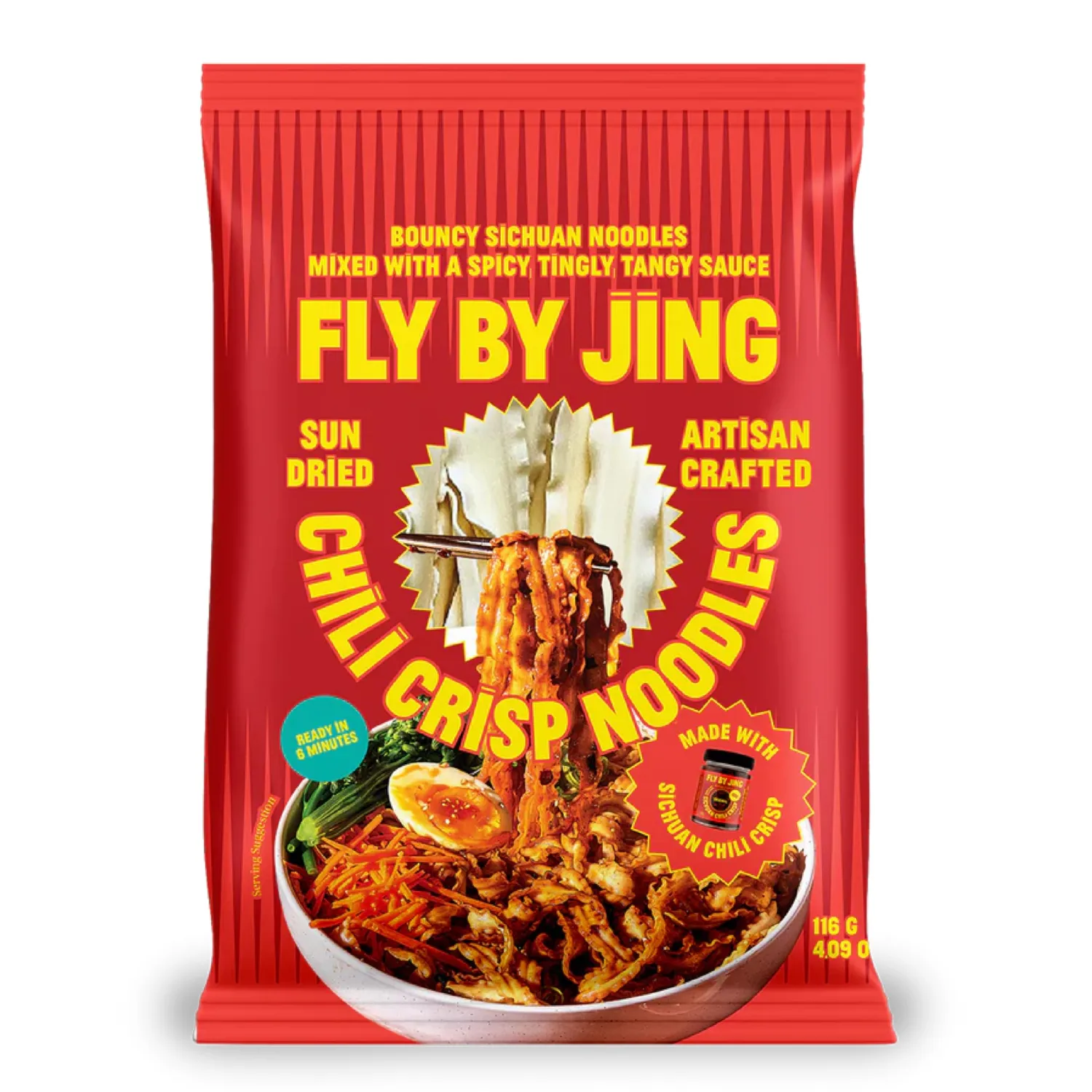 FLYBYJING Chili Crisp Noodles, 4.09 oz (Pack of 1)