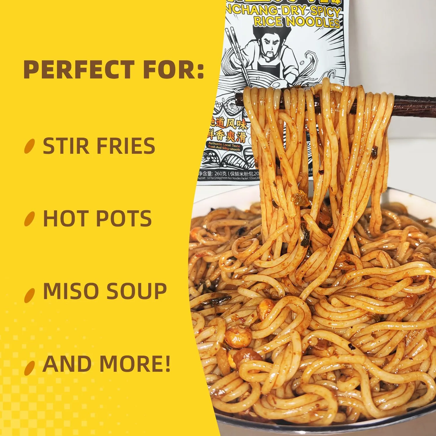 Pre-Packaged Nanchang Rice Noodles,Jiangxi Style, Dried & Ready to Cook, Gluten-Free, Vegan-Friendly, Perfect for Stir-Fry, Soup & Salad（1 pack）
