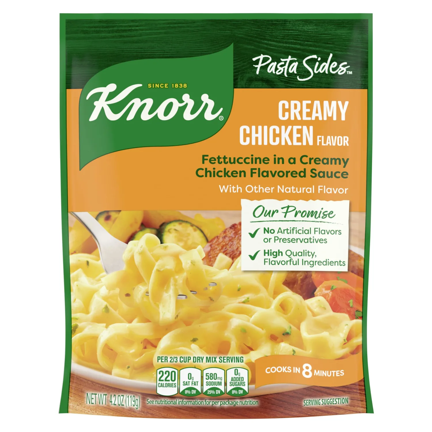 Knorr Pasta Sides Creamy Chicken For Delicious Quick Pasta Side Dishes No Artificial Flavors, No Preservatives, No Added MSG 4.2 oz