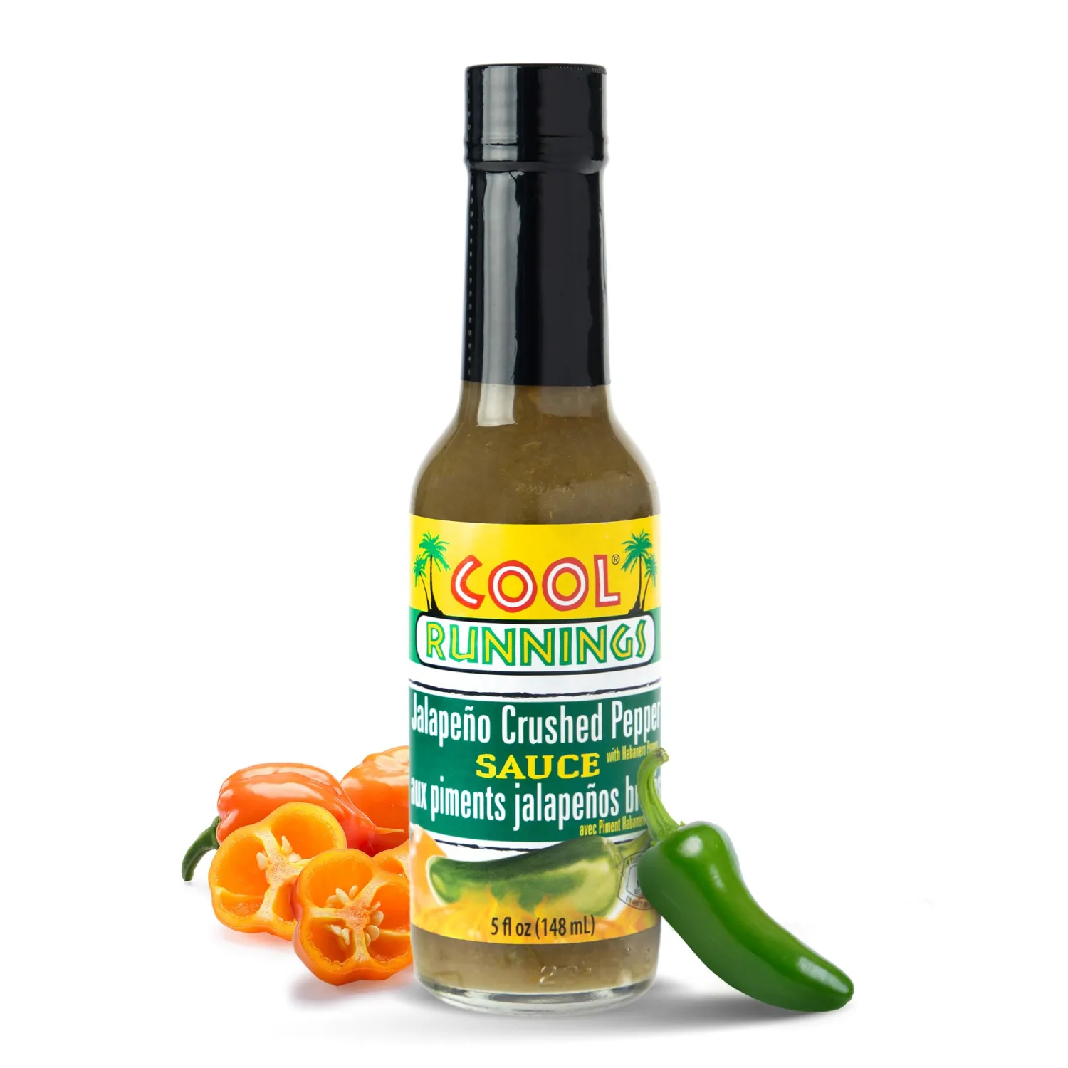 Cool Runnings Jalapeno Crushed Pepper Sauce, 148 ml - Mild Heat with Tangy Flavors, Perfect table top hot sauce for your rice, pizza, wings, pasta and more
