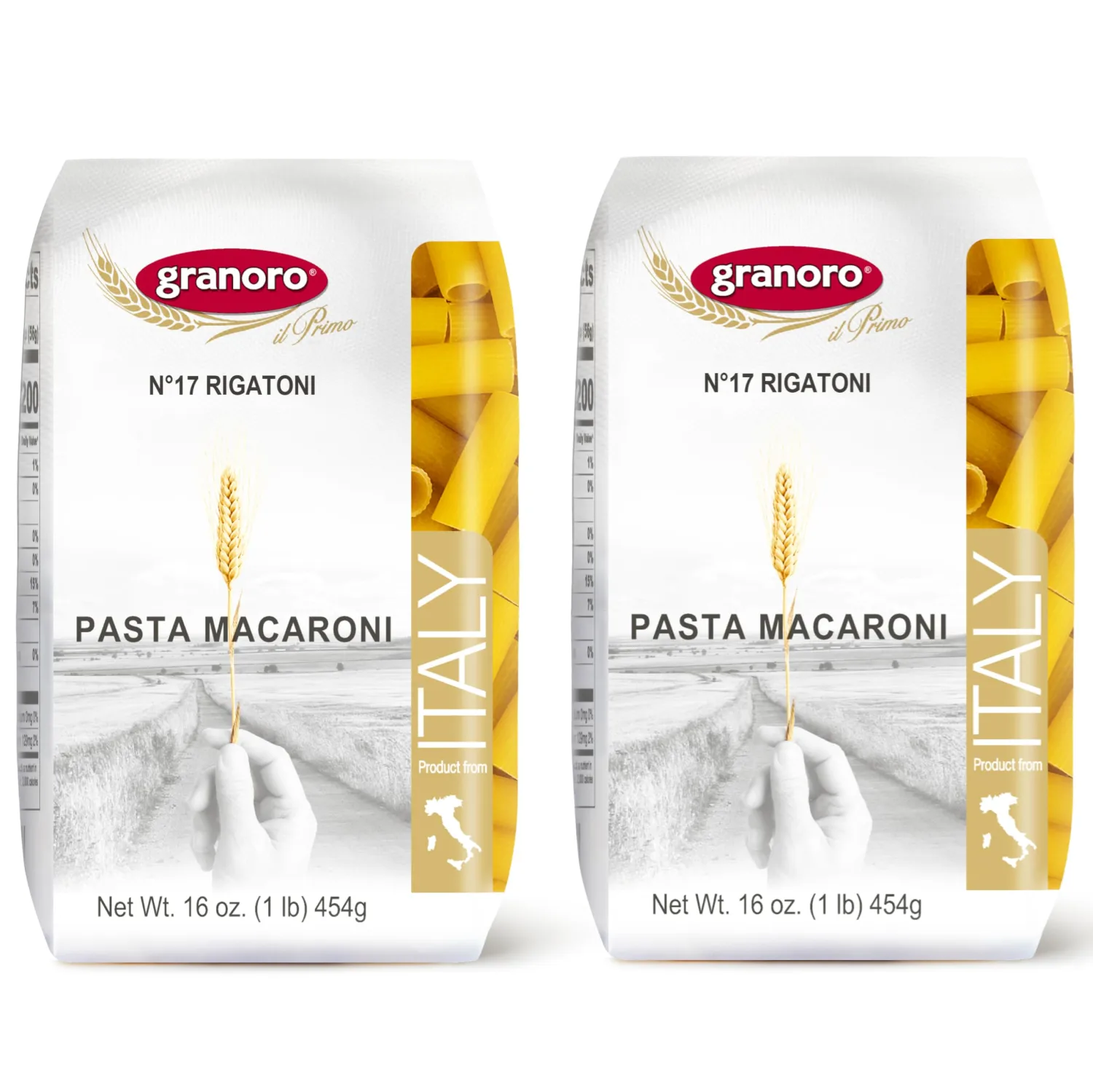 Granoro Dedicato Rigatoni #17-100% Apulian Durum-Wheat Pasta, Bronze-Drawn, Non-GMO, Vegan, 1 lb Bags (Pack of 2)
