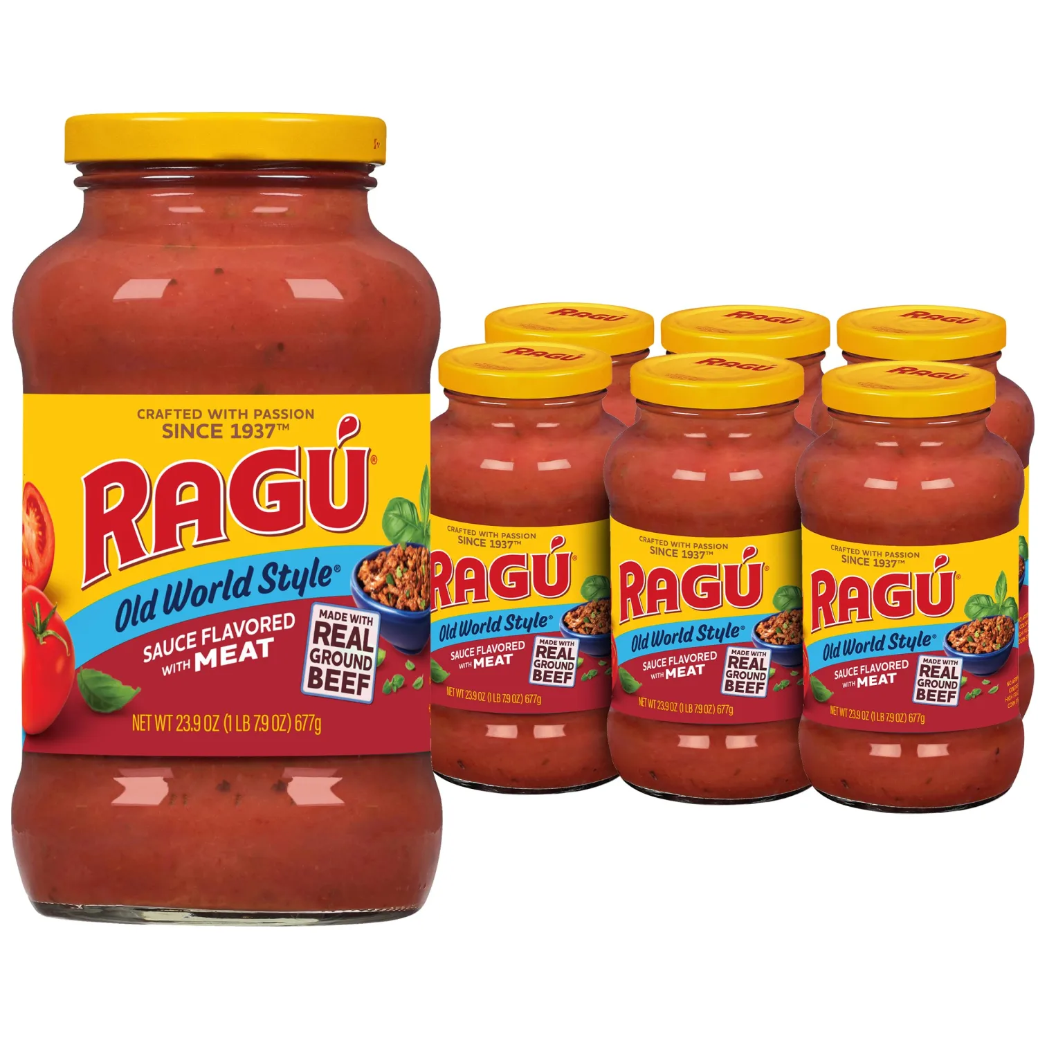 Ragu Old World Style Sauce Flavored with Meat, Perfect for Italian Style Meals at Home, 24 OZ (Pack of 6)