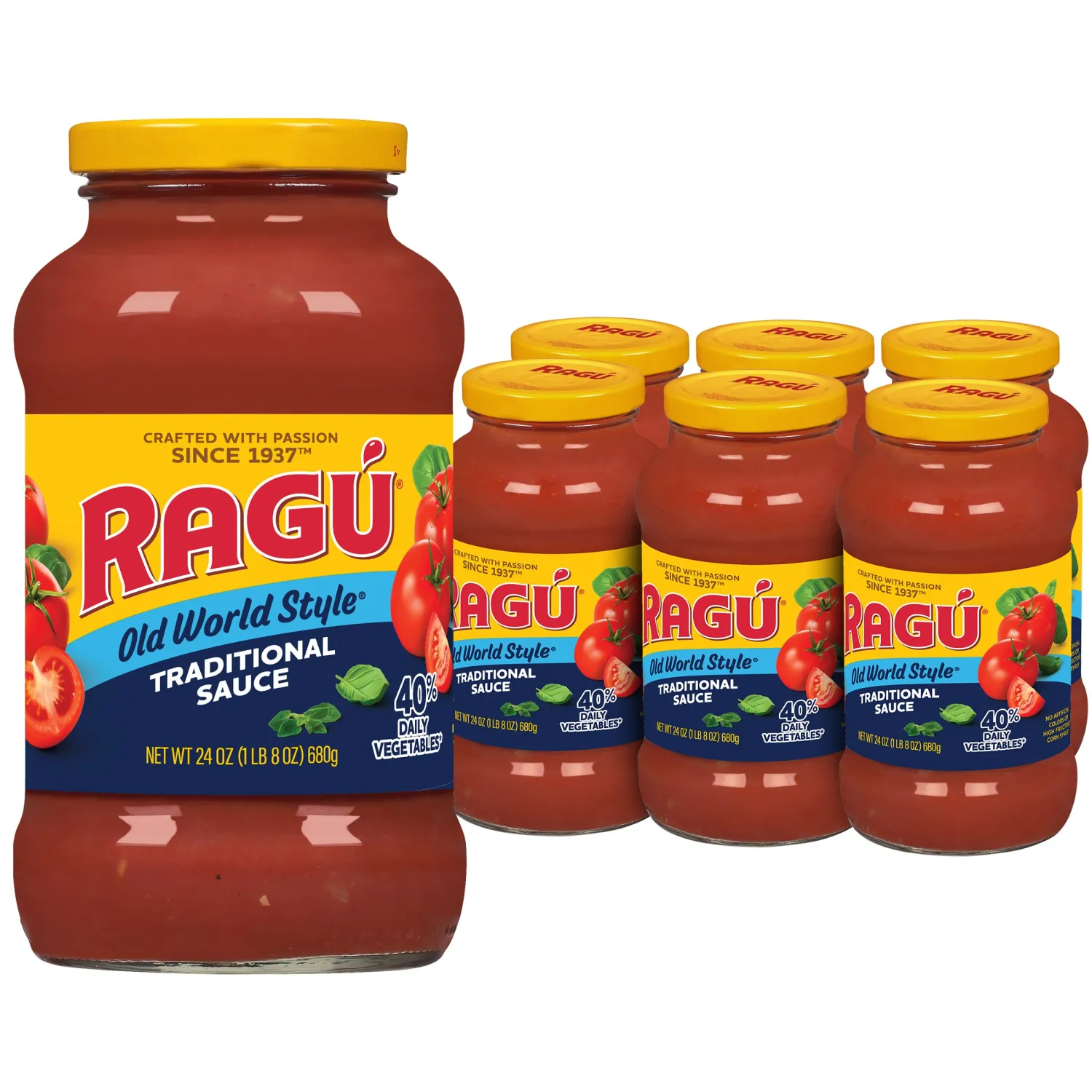 Ragu Old World Style Traditional Sauce, Perfect for Italian Style Meals at Home, 24 OZ (Pack of 6)