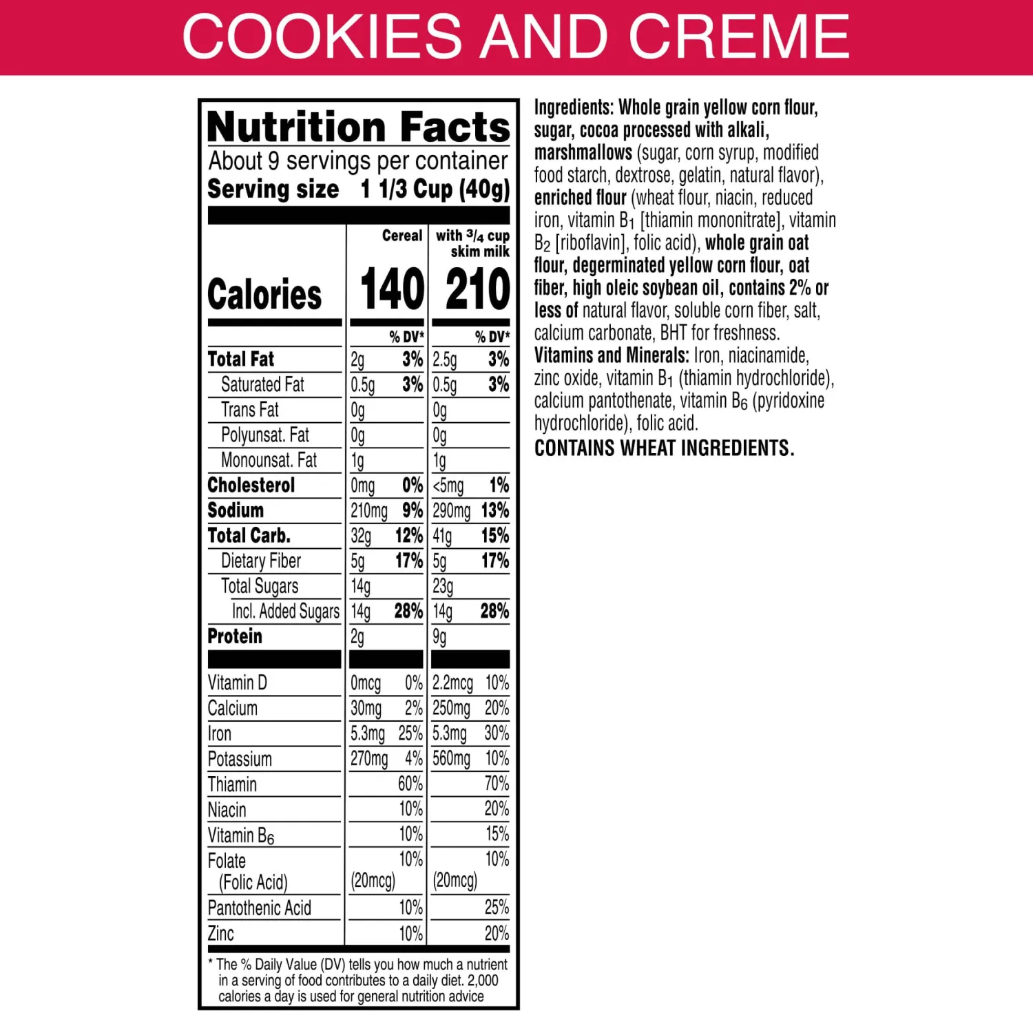 Kellogg's Wednesday Breakfast Cereal, Kids Cereal, Breakfast Food, Cookies and Creme, 12oz Box (1 Box)