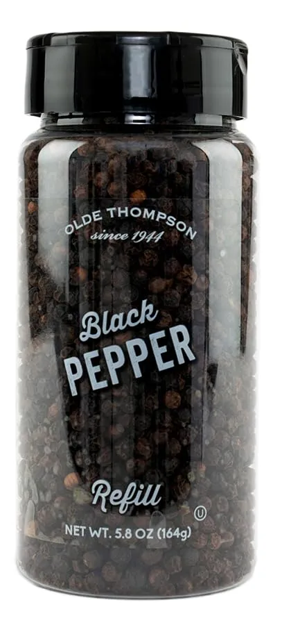 Olde Thompson Whole Black Peppercorns, Refill for Pepper Grinders, 5.8 Ounce