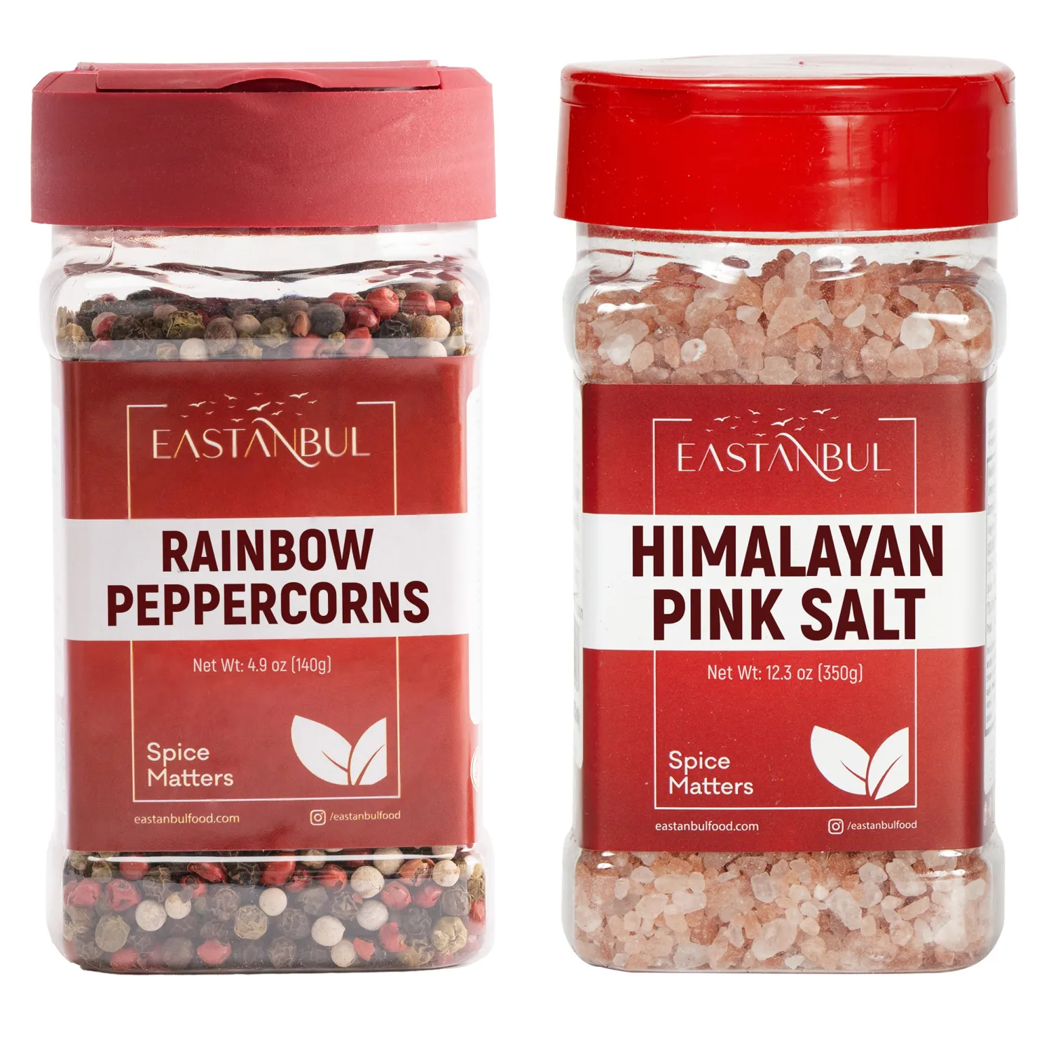 Salt and Pepper for Grinder Refill, Rainbow Peppercorns Whole 4.9oz + Pink Himalayan Salt 12.3oz, Rainbow Peppercorns for Grinder Refill, Natural Himalayan Pink, Spice Buddies Series