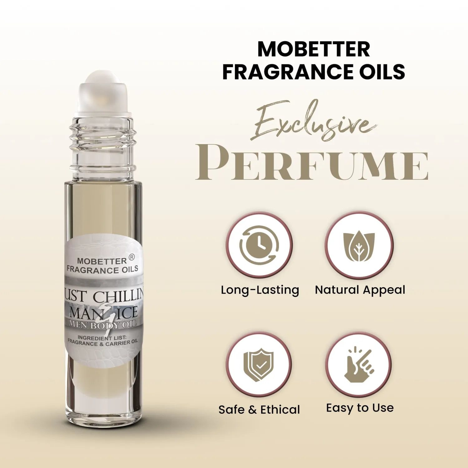 MOBETTER FRAGRANCE OILS Just Chillin Man & Ice Men Cologne Body Oil 1/3 oz roll on Glass Bottle