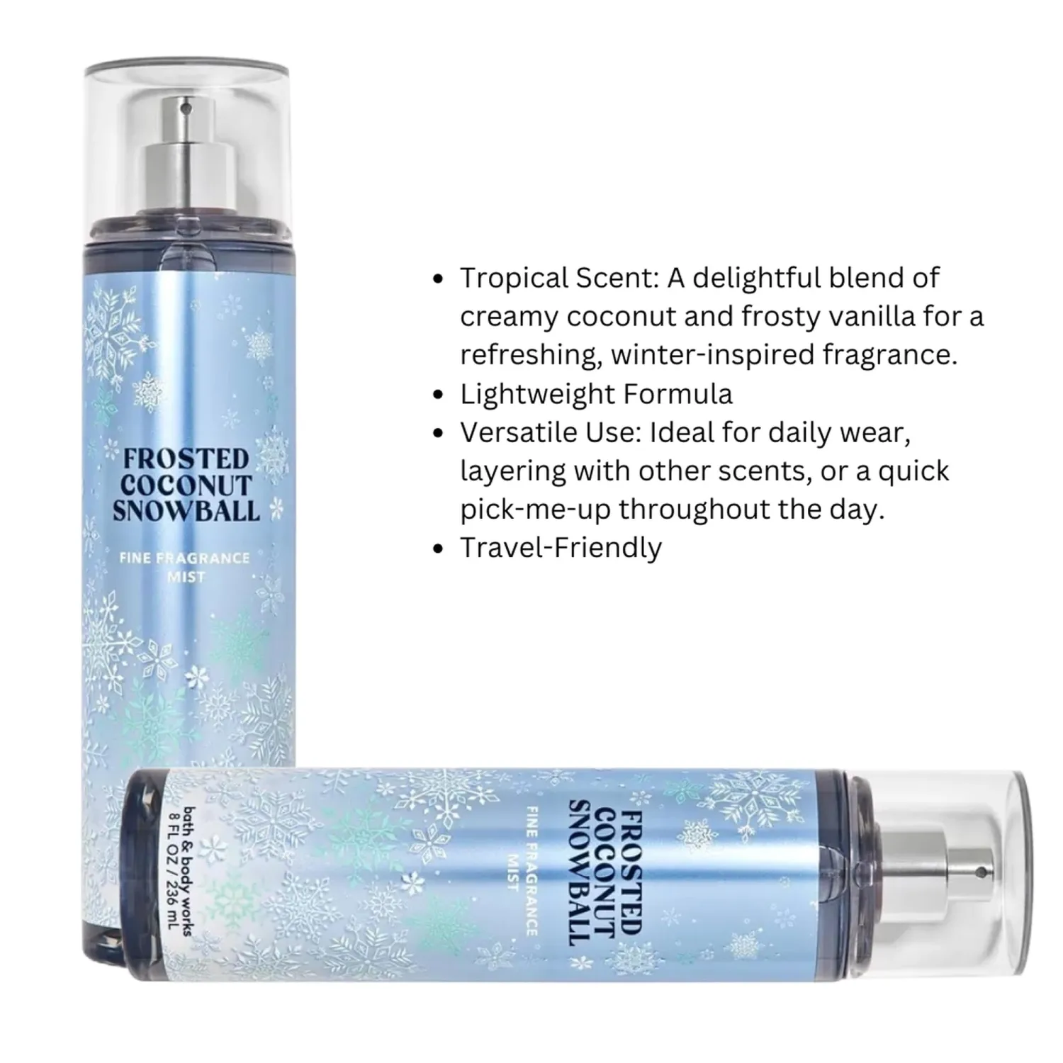 Bath & Body Works Holiday Traditions Frosted Coconut Snowball Body Mist. 8 Oz (Packaging Varies)