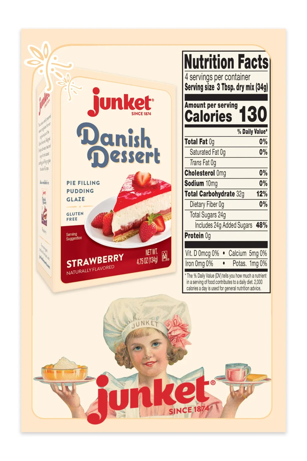 Junket Danish Dessert Strawberry, 4.75 Ounce (Pack of 1) Pie Filling, Puddings and Glazes
