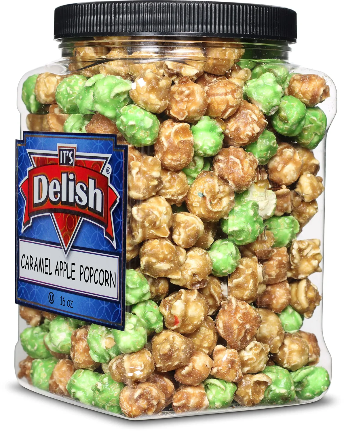 It's Delish Gourmet Caramel Apple Popcorn Mix by Its Delish, 16 OZ Jumbo Container – Caramel Corn Air Popped Sweet & Crunchy Glazed Carmel Corn Snack - Gluten Free, Vegan, Kosher, 1 Count