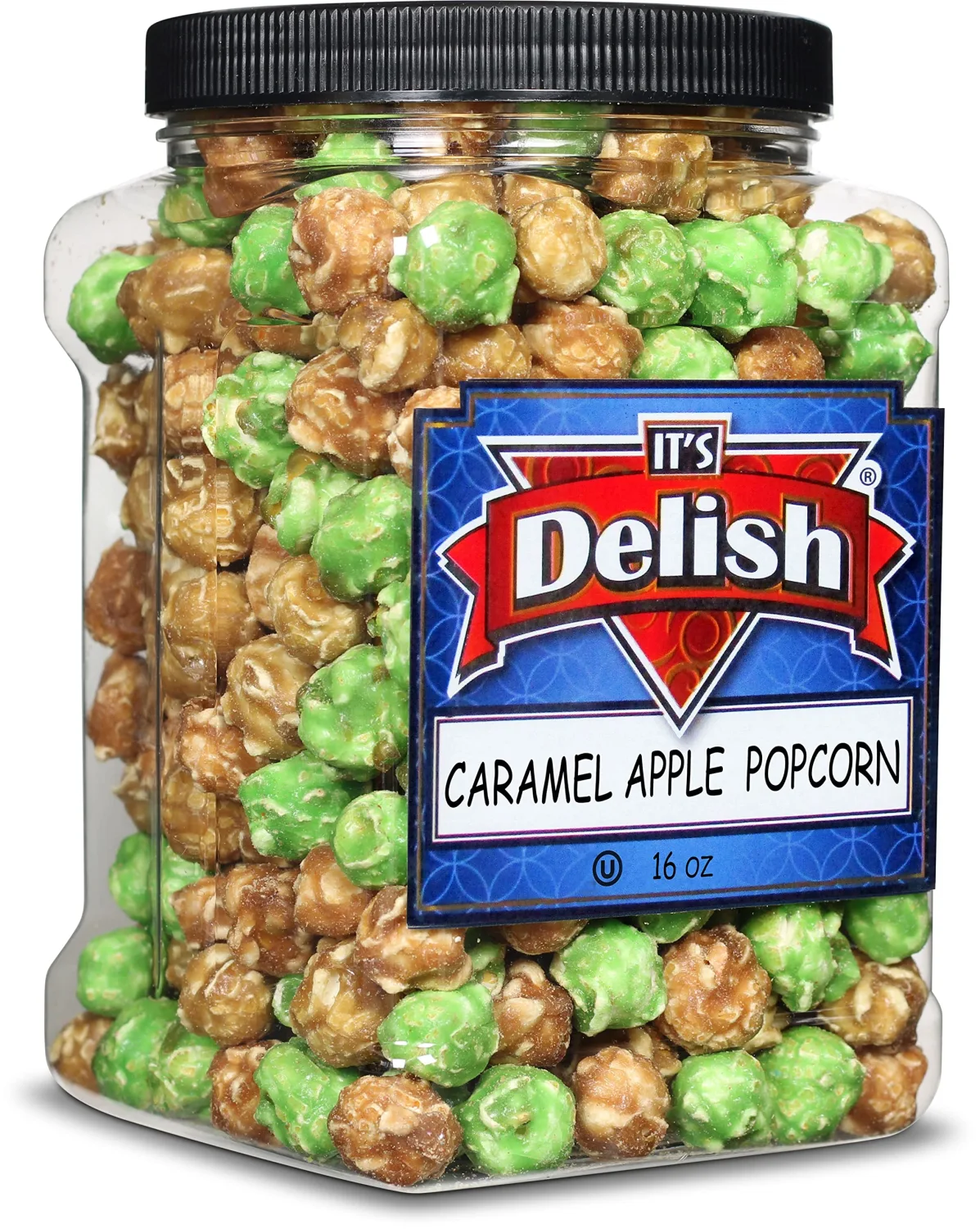 It's Delish Gourmet Caramel Apple Popcorn Mix by Its Delish, 16 OZ Jumbo Container – Caramel Corn Air Popped Sweet & Crunchy Glazed Carmel Corn Snack - Gluten Free, Vegan, Kosher, 1 Count