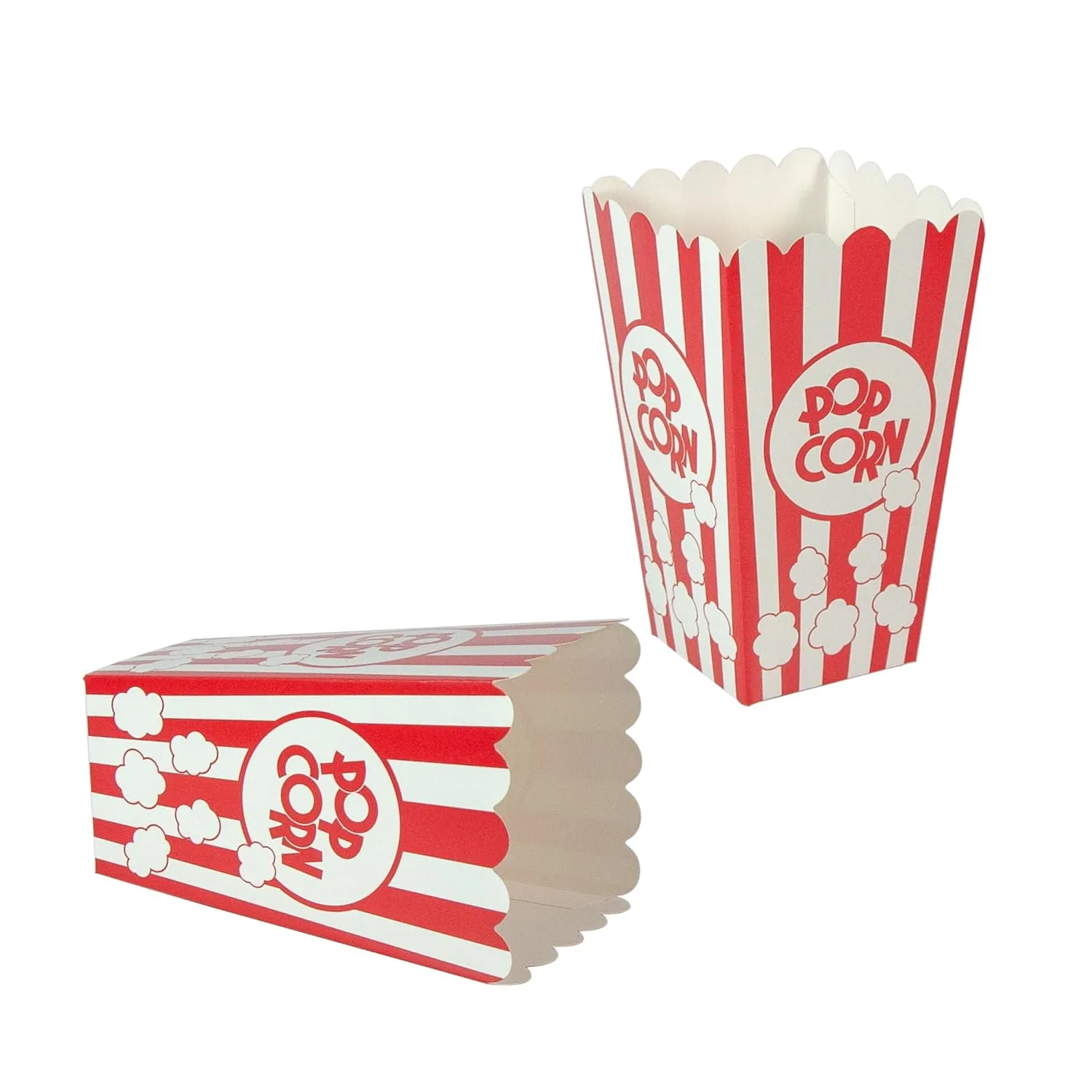 24 Pack Striped Popcorn Boxes - Carnival Parties Mini Paper Popcorn and Candy Containers, Party Supplies for Movie Nights (pop corn)