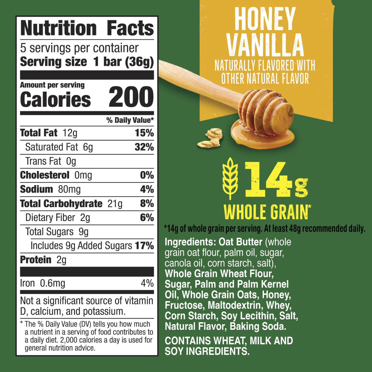 Nature Valley Honey Vanilla Crispy Creamy Wafer Bar, 5 ct, 6.5 oz | Crispy Wafer Layers, Honey Vanilla Filling, Granola Topping, 14g Whole Grain per Serving