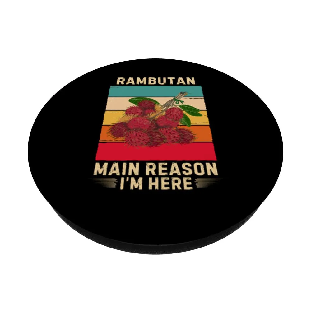 Retro Rambutan Main Reason I'm Here Rambutan Fruit Lover PopSockets Standard PopGrip