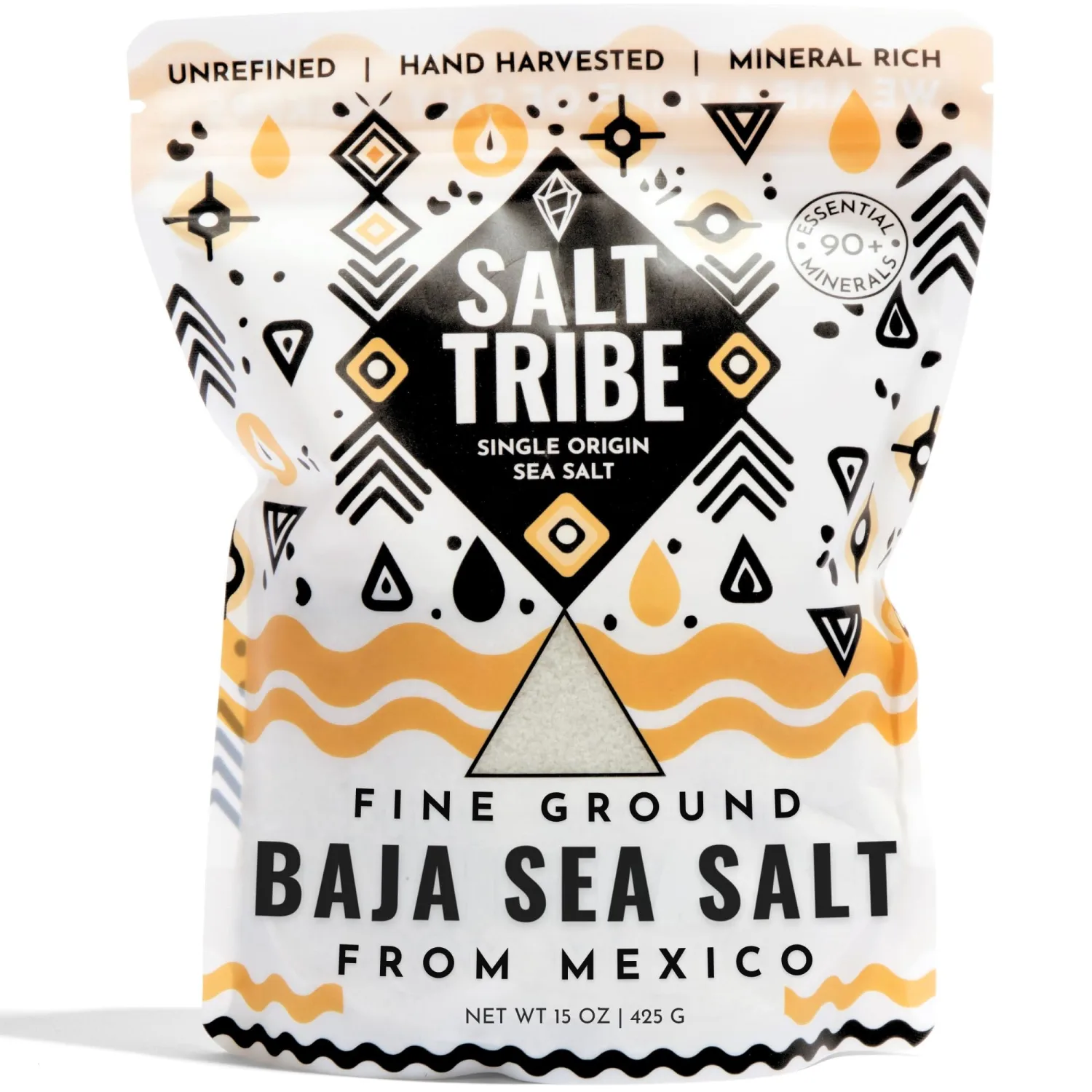 Salt Tribe™ | Baja Sea Salt | Fine Ground | Mineral Rich | 90+ Trace Minerals | Hydration Support | Sal Organica | Low Sodium | Organic & Unrefined | 15 oz | Single Origin Mexico | 425+ Servings