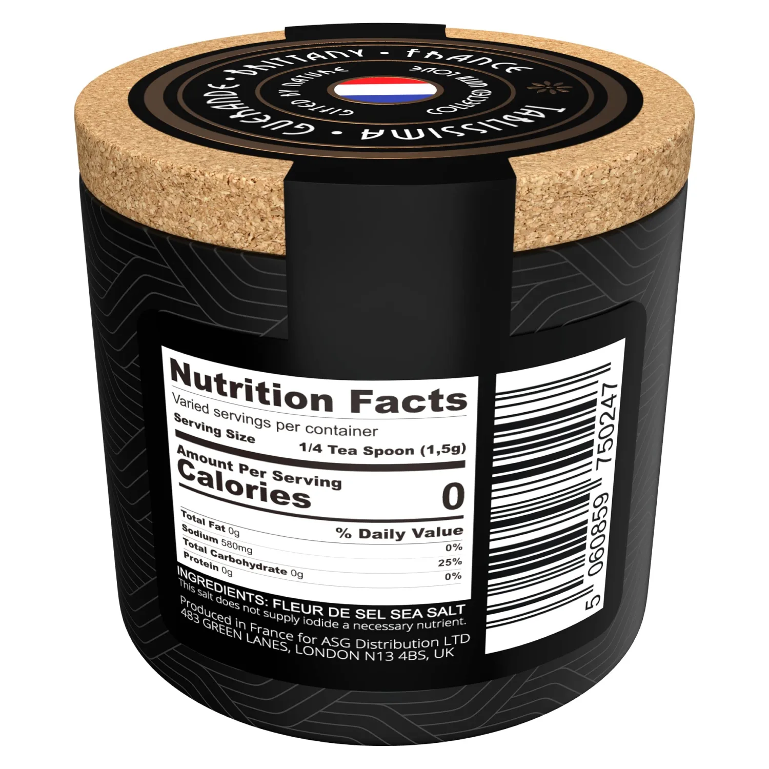 Fleur de Sel - Premium Sea salt from Guerande France - Flaky Sea Salt from the Celtic Sea - Salt Cork box - 3.5 Oz (100g)