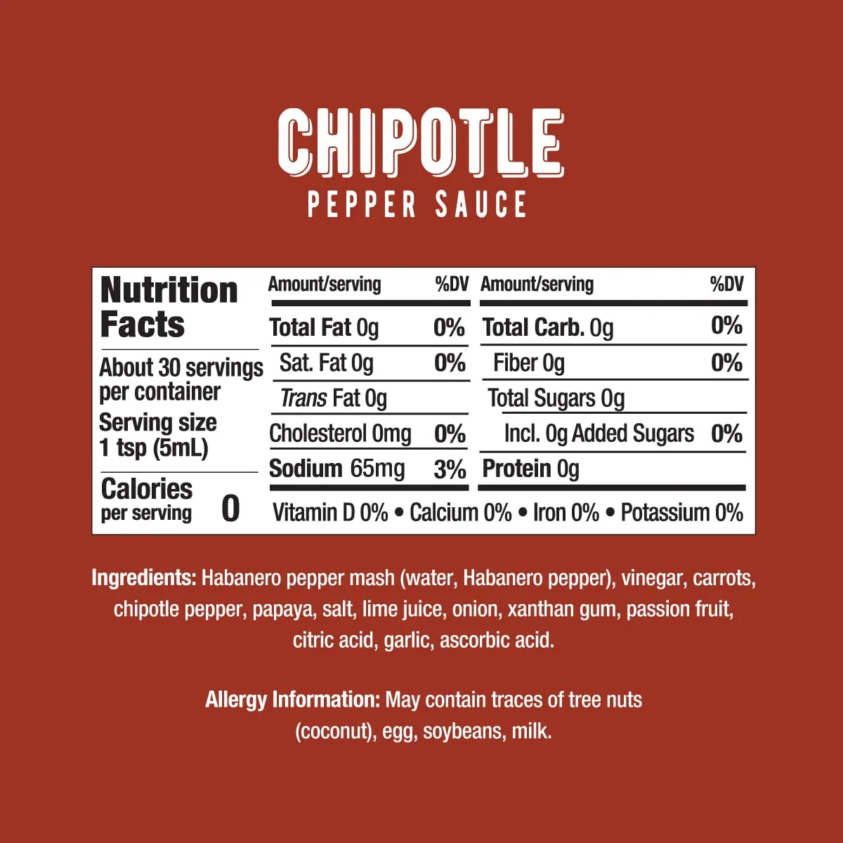 Melinda’s Chipotle Hot Sauce - Made with Chipotle Peppers, Habanero Peppers, Carrots, Onion, Papaya & Lime Juice - Keto, Vegan, Gluten Free Hot Sauce - 5oz, 1 Pack