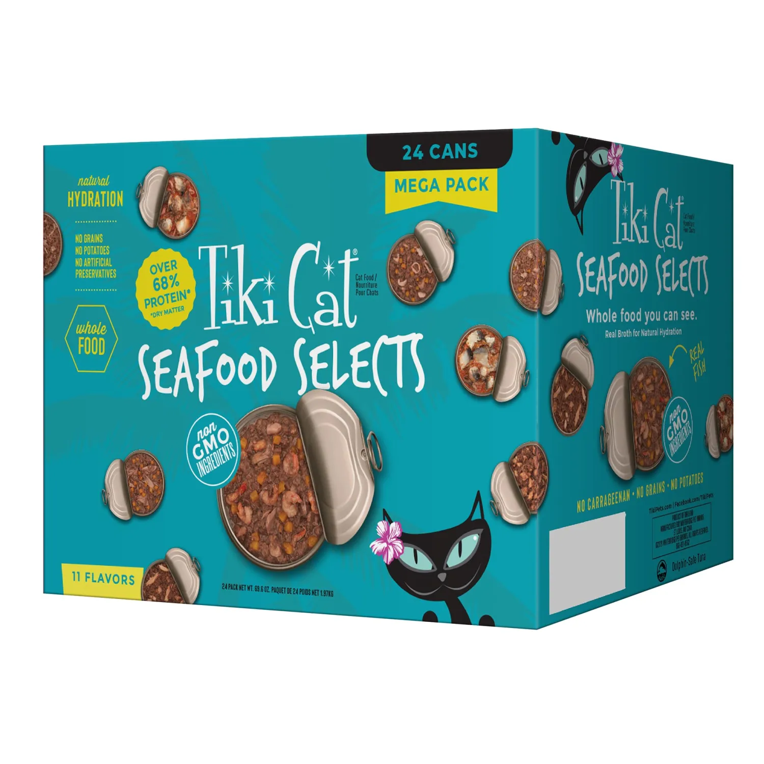 Tiki Cat® Wet Cat Food Mega Pack, Fish Favorites Variety Pack, 2.8/3 oz. Can (24 Count)