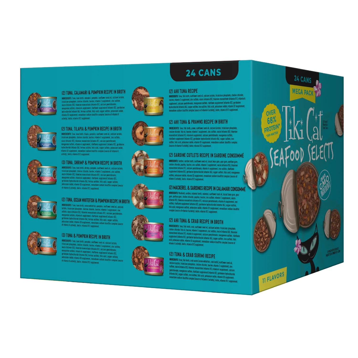 Tiki Cat® Wet Cat Food Mega Pack, Fish Favorites Variety Pack, 2.8/3 oz. Can (24 Count)